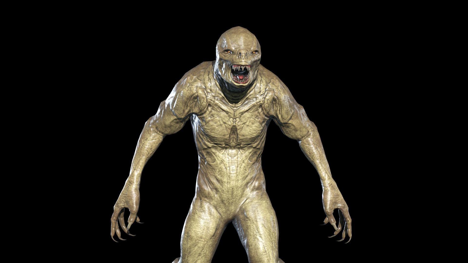 Monster Reptiloid Low-poly 3D model_7