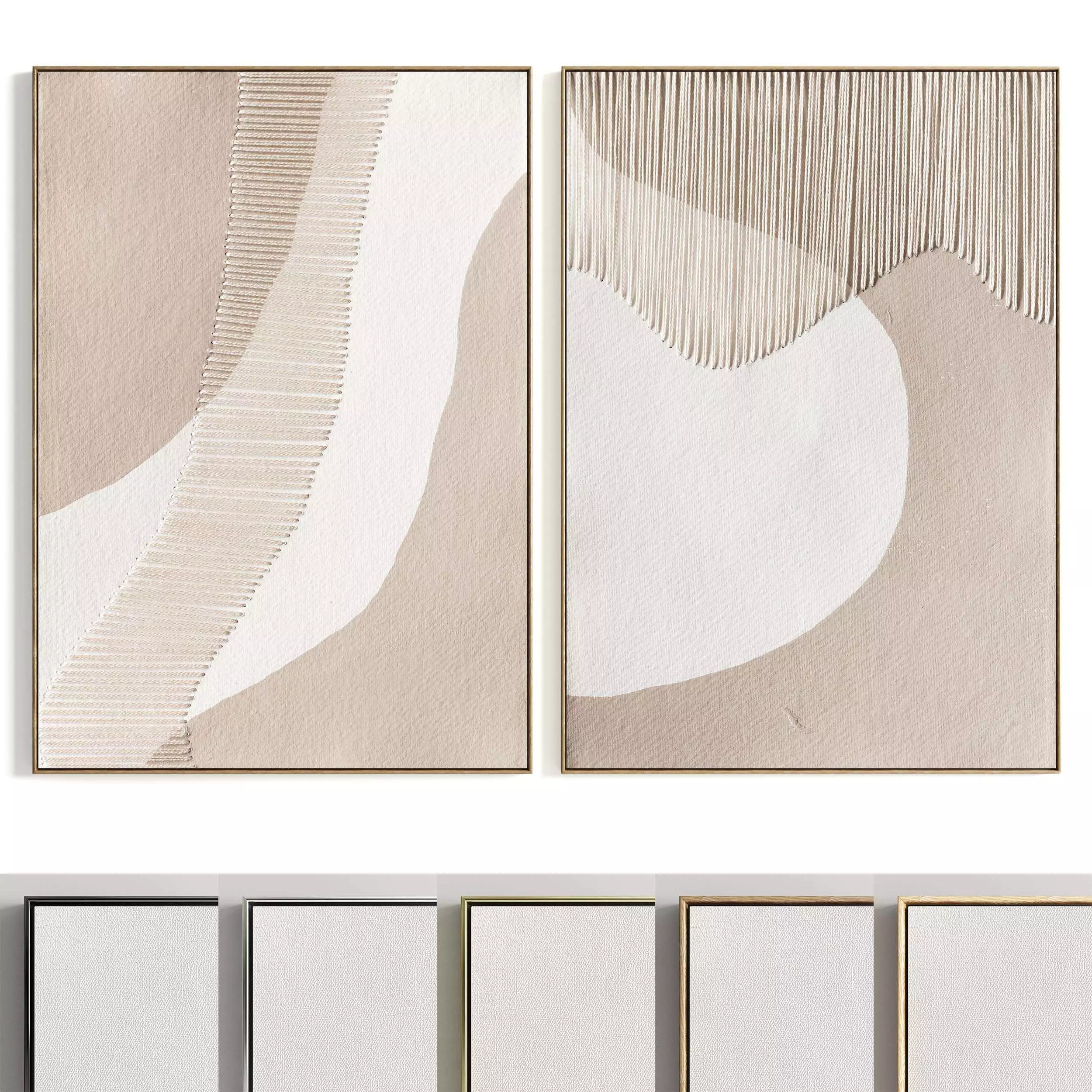 Plaster Two Photo Frame 344 Low-poly 3D model_0