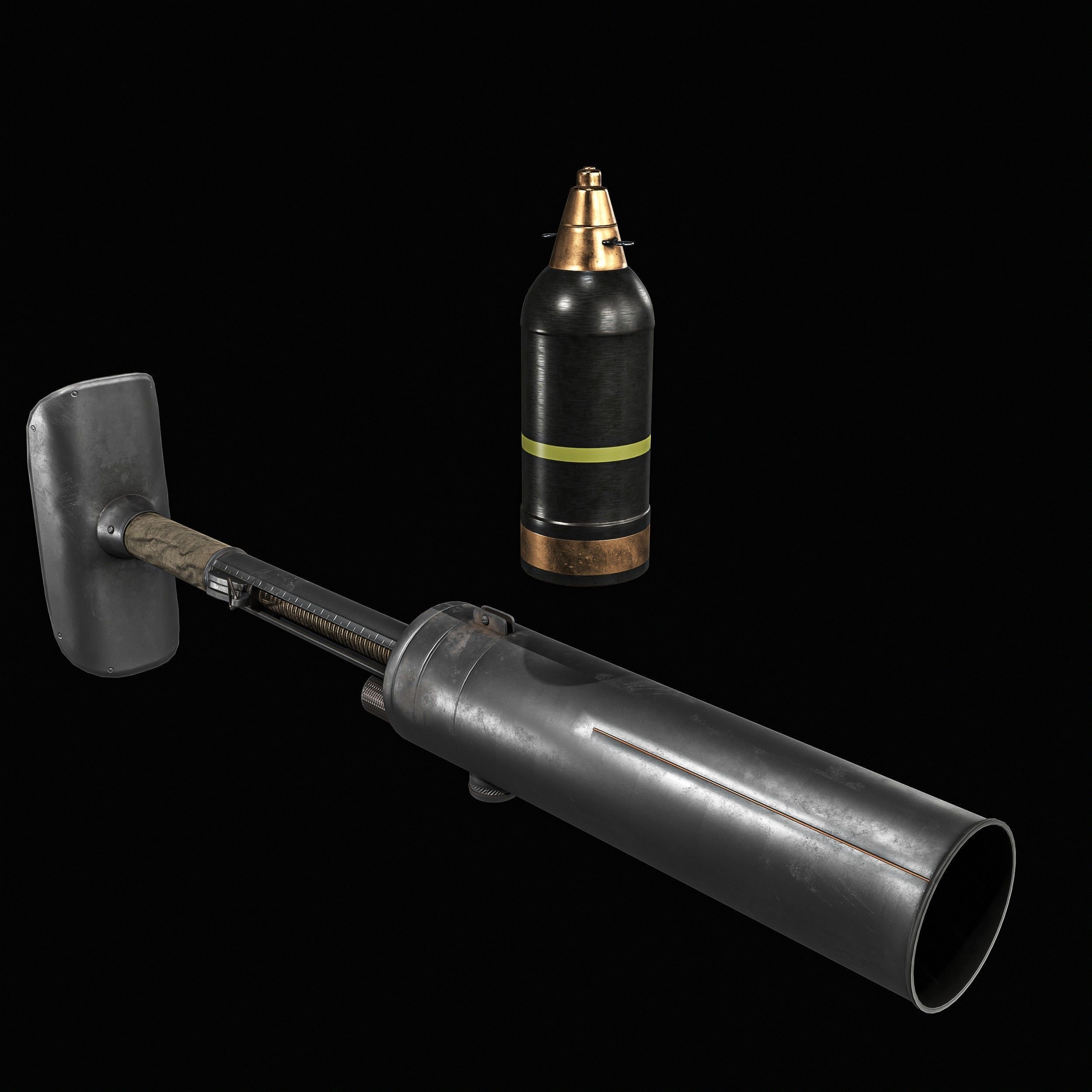 Type 97 Hand Grenade And  Type 89 Grenade Launcher 3D model_7