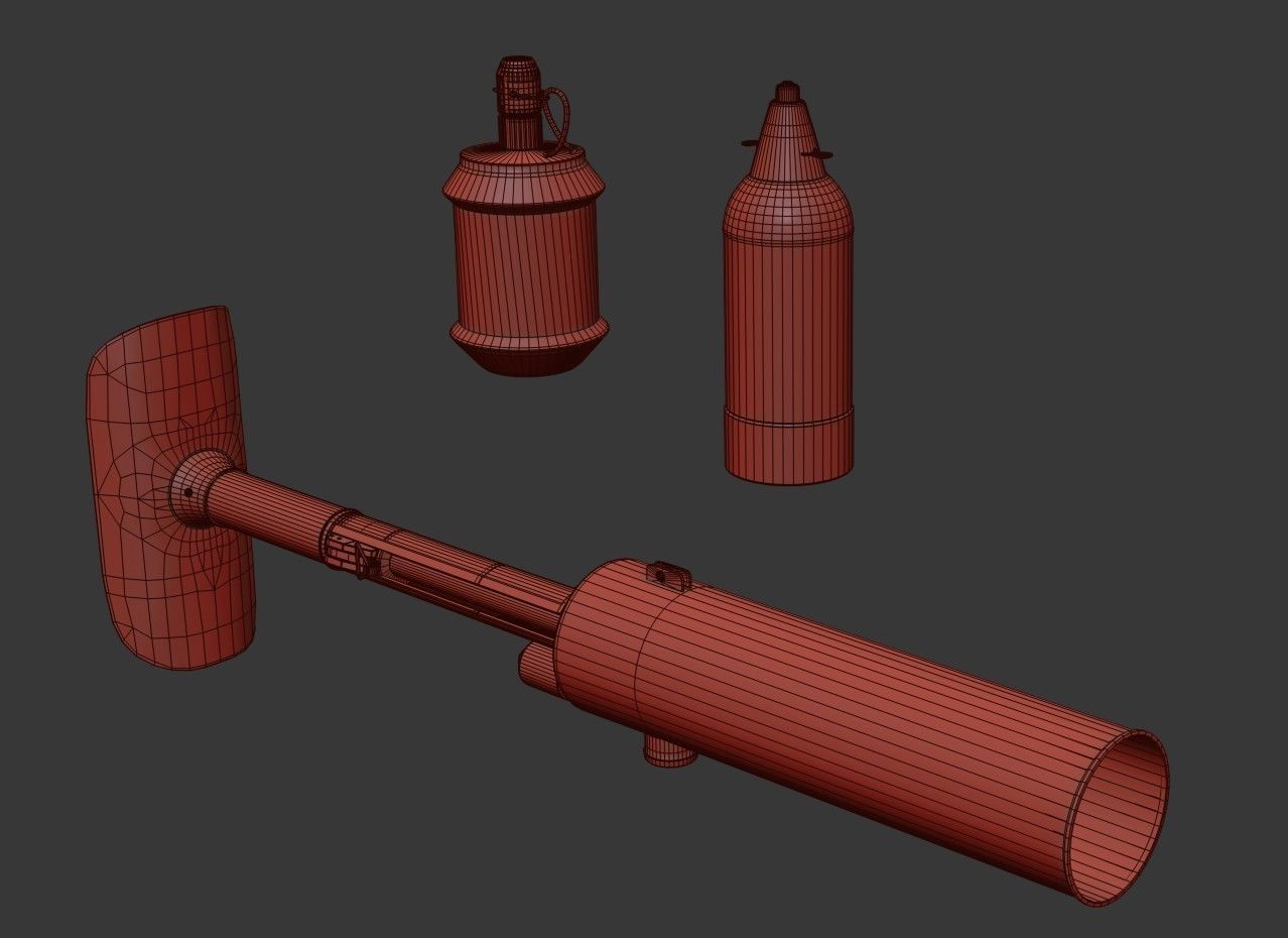 Type 97 Hand Grenade And  Type 89 Grenade Launcher 3D model_35