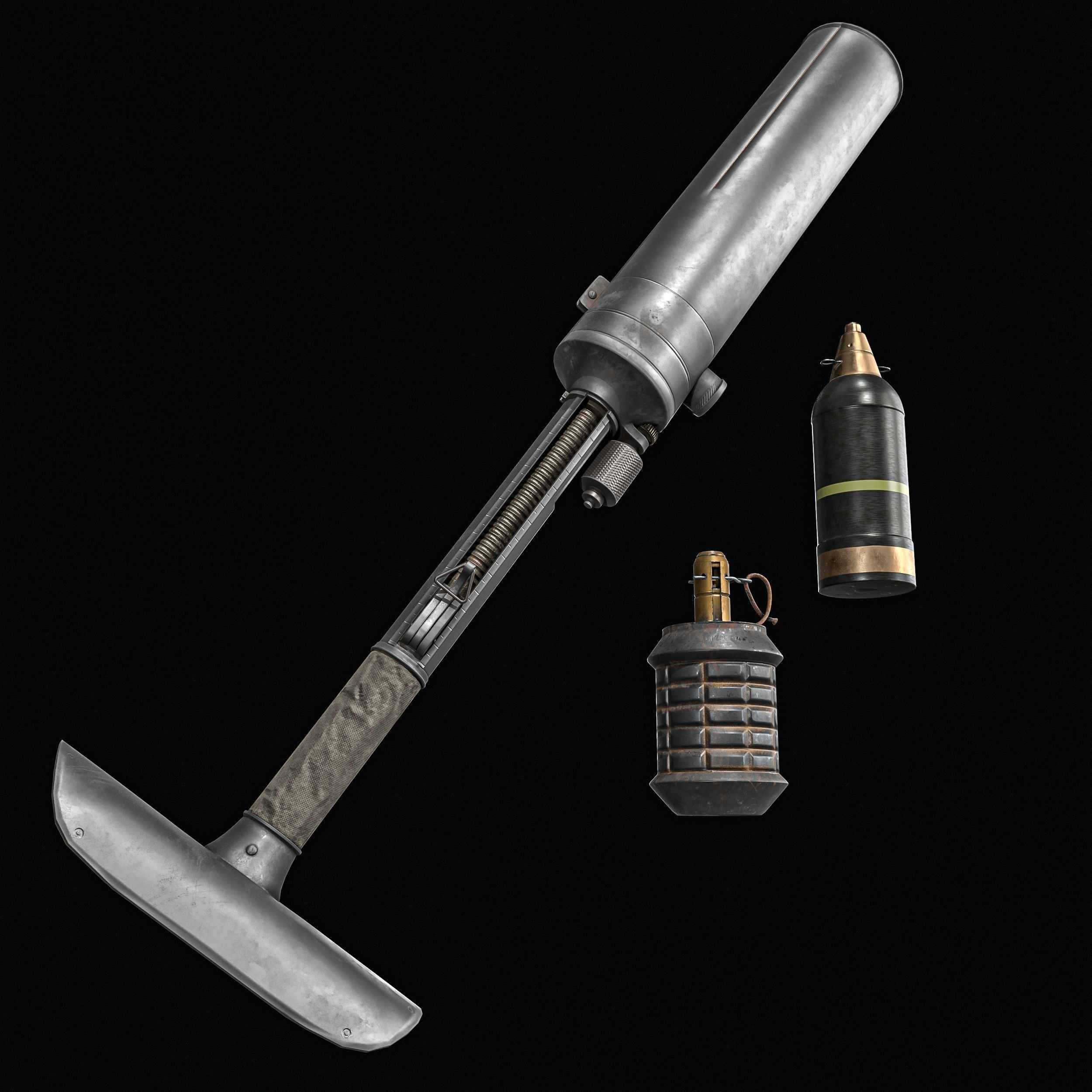 Type 97 Hand Grenade And  Type 89 Grenade Launcher 3D model_6