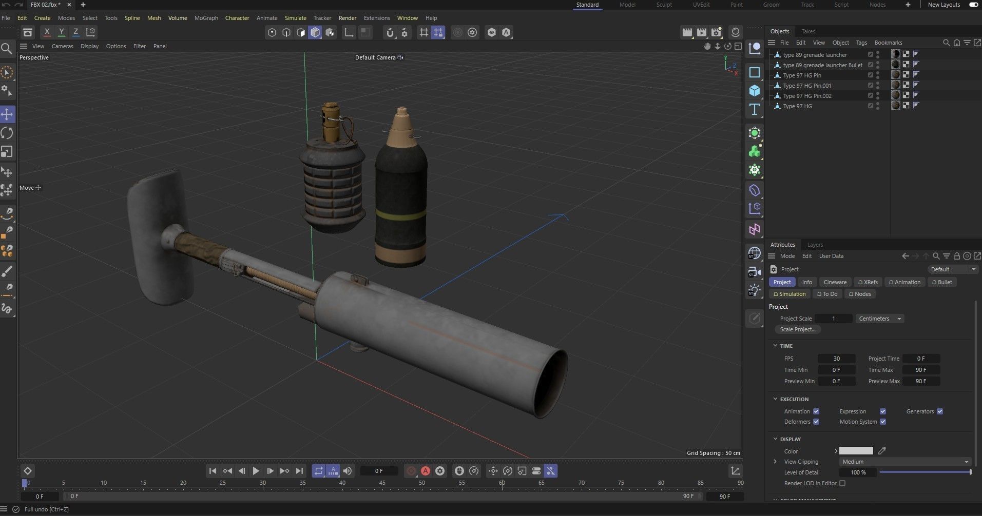 Type 97 Hand Grenade And  Type 89 Grenade Launcher 3D model_31