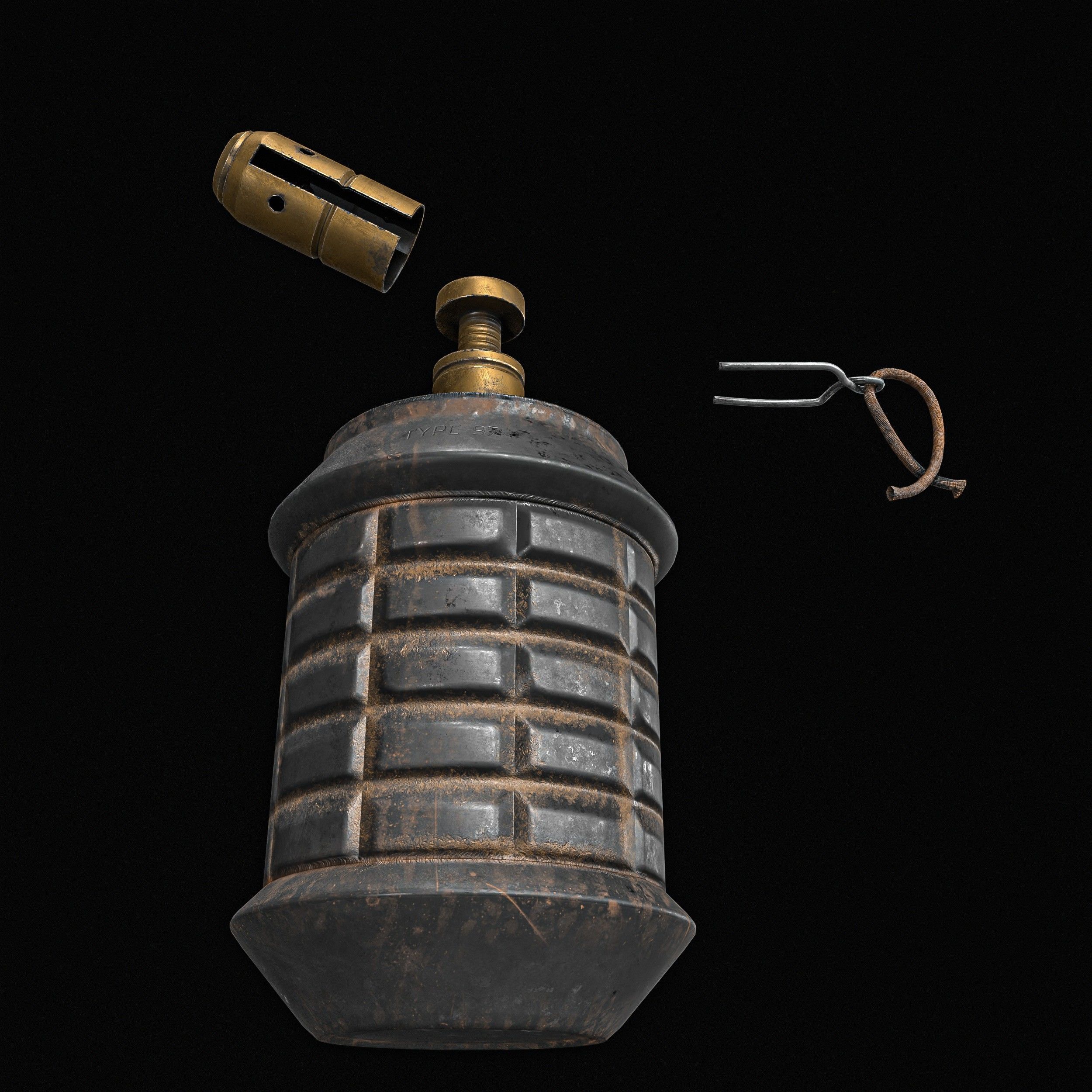 Type 97 Hand Grenade And  Type 89 Grenade Launcher 3D model_26