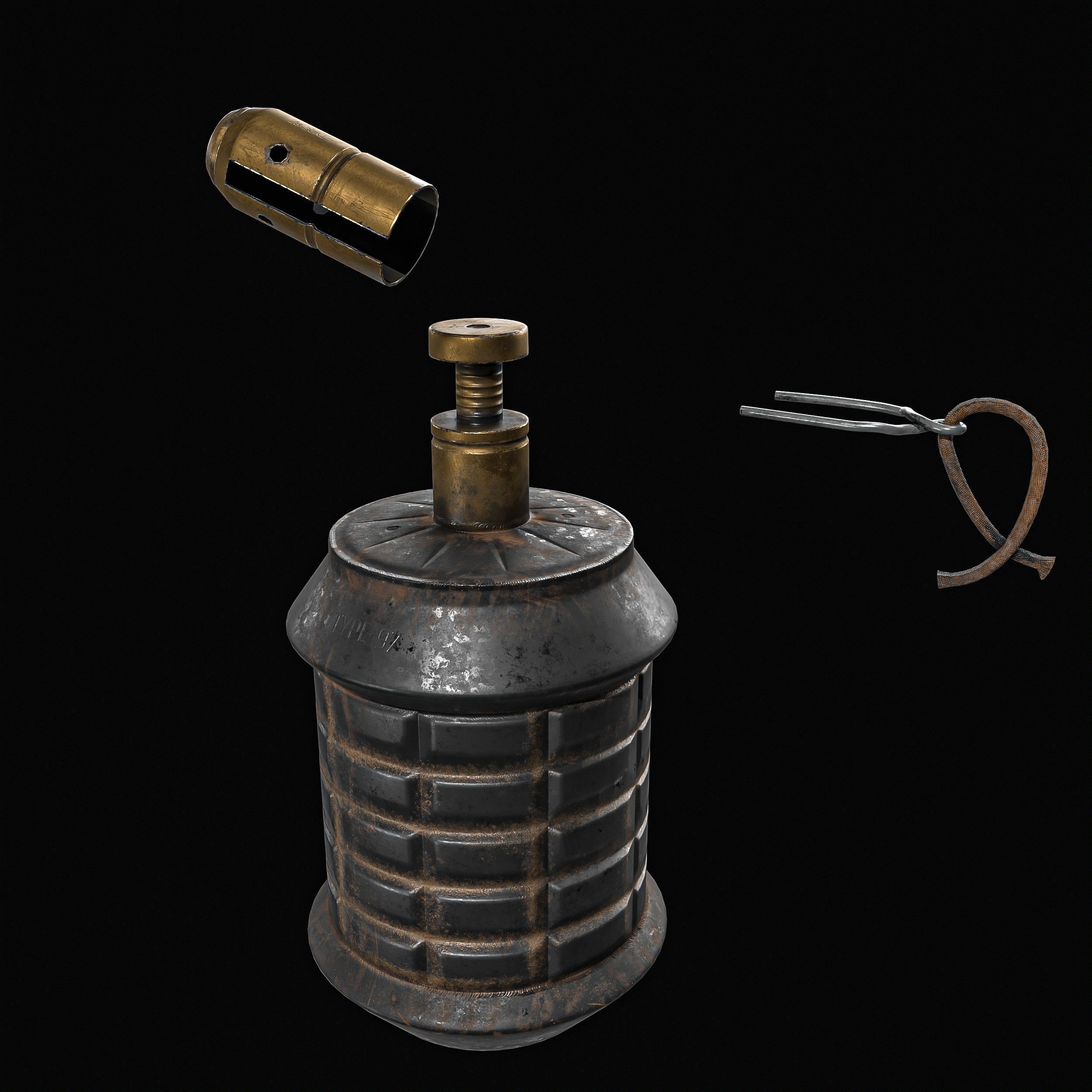 Type 97 Hand Grenade And  Type 89 Grenade Launcher 3D model_25