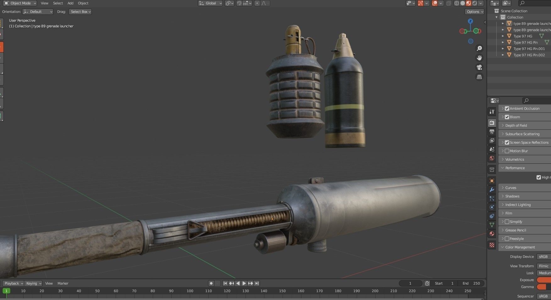 Type 97 Hand Grenade And  Type 89 Grenade Launcher 3D model_32