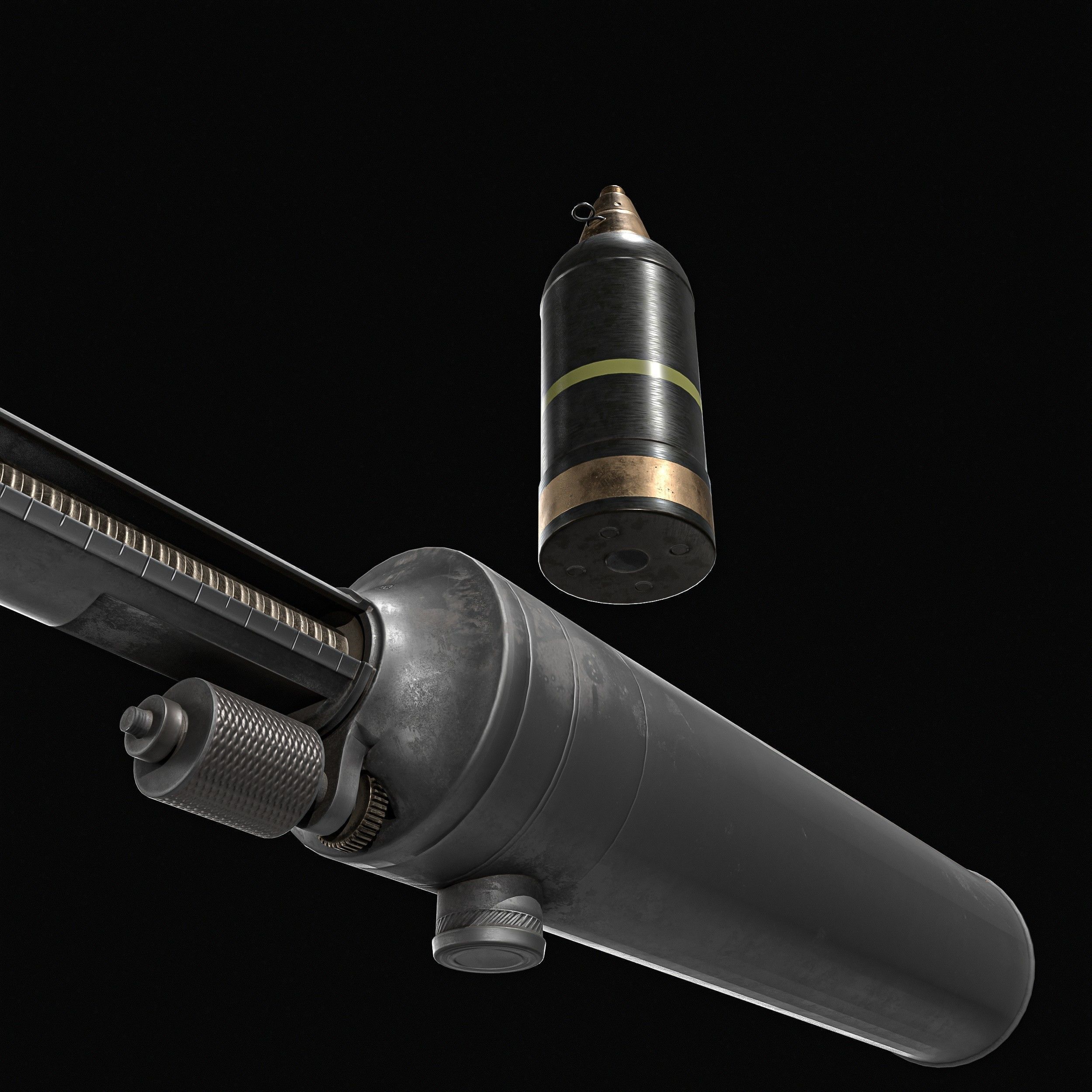 Type 97 Hand Grenade And  Type 89 Grenade Launcher 3D model_4