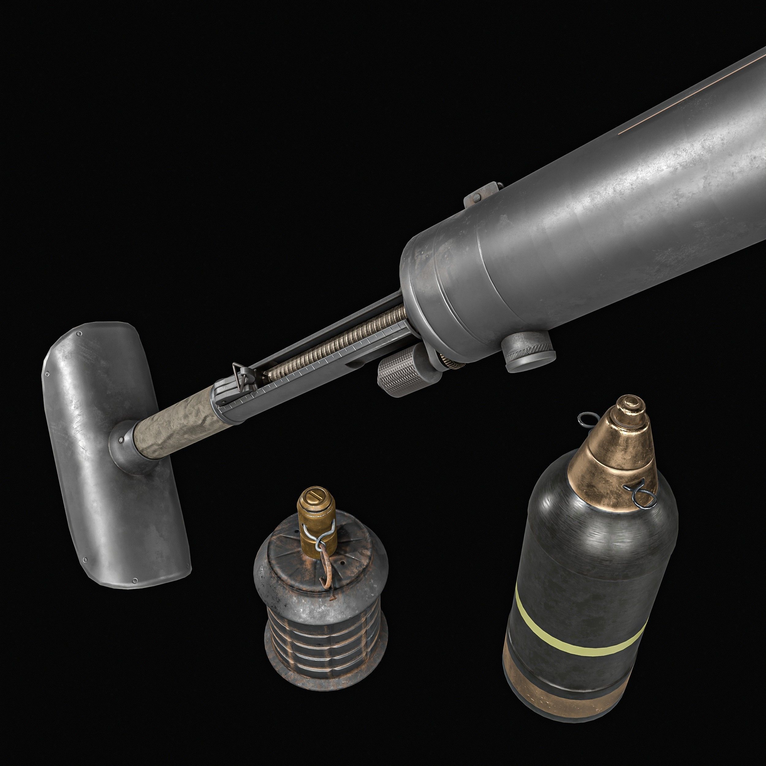 Type 97 Hand Grenade And  Type 89 Grenade Launcher 3D model_2
