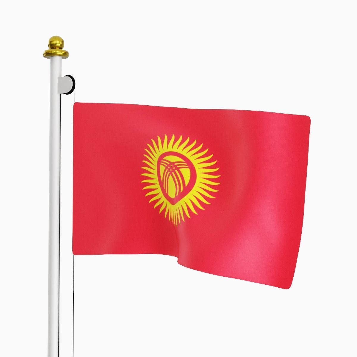 Flag of the Kyrgzstan Low-poly 3D model_1