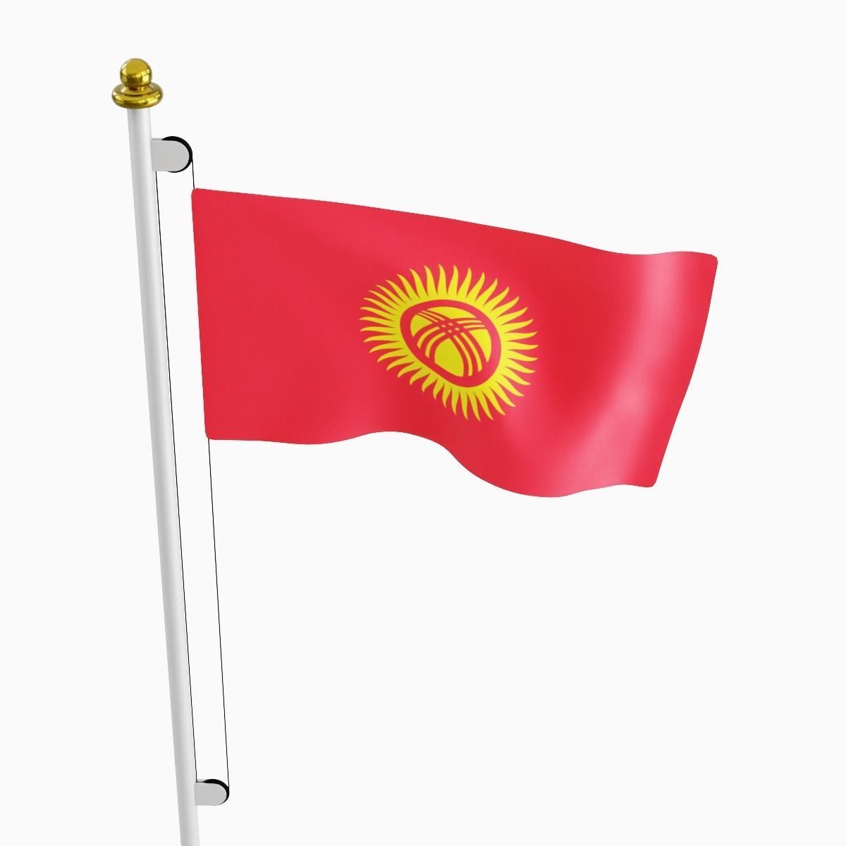 Flag of the Kyrgzstan Low-poly 3D model_4