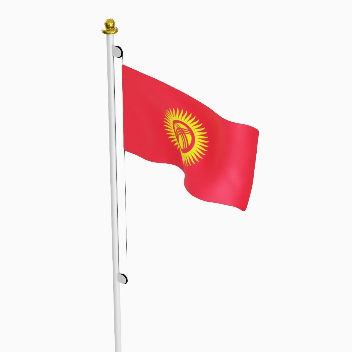 Flag of the Kyrgzstan Low-poly 3D model_2