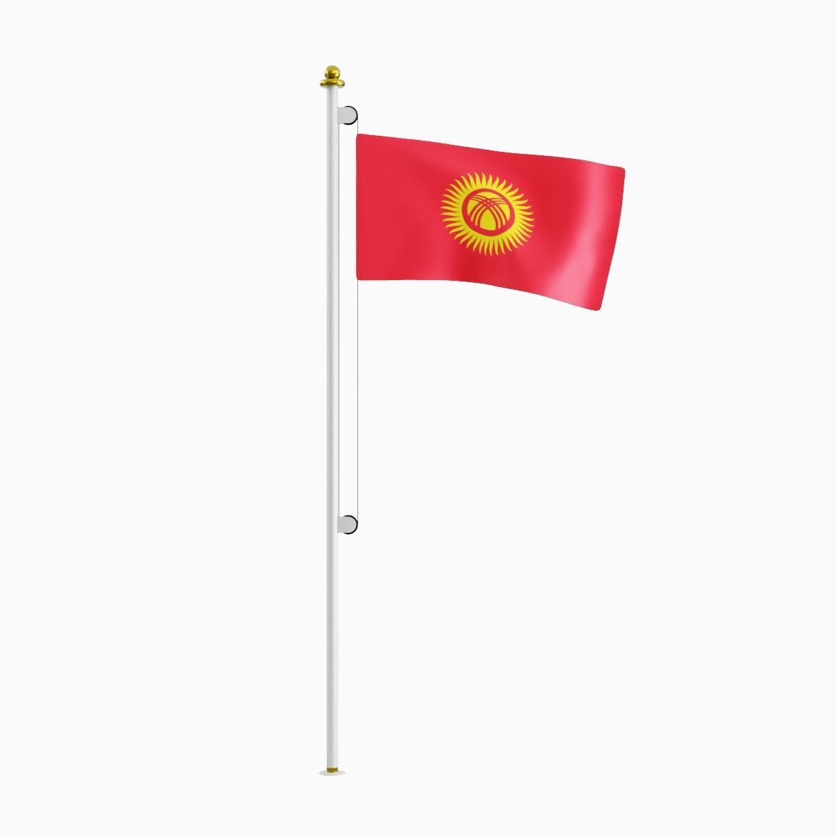 Flag of the Kyrgzstan Low-poly 3D model_3