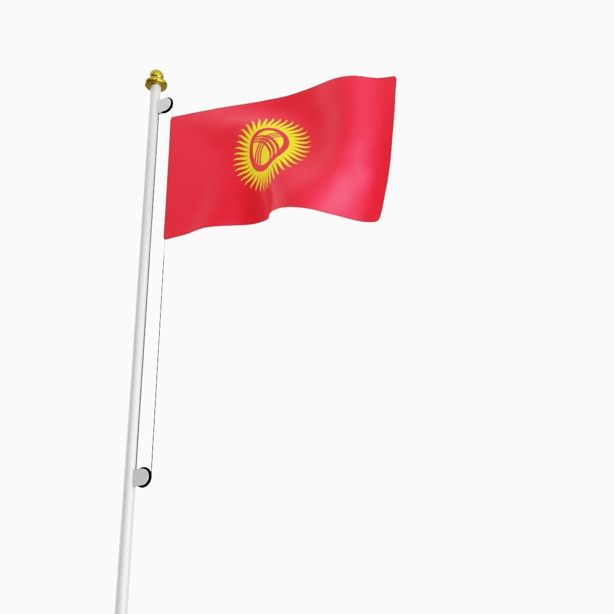 Flag of the Kyrgzstan Low-poly 3D model_6