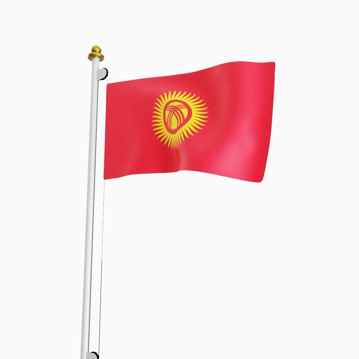 Flag of the Kyrgzstan Low-poly 3D model_5