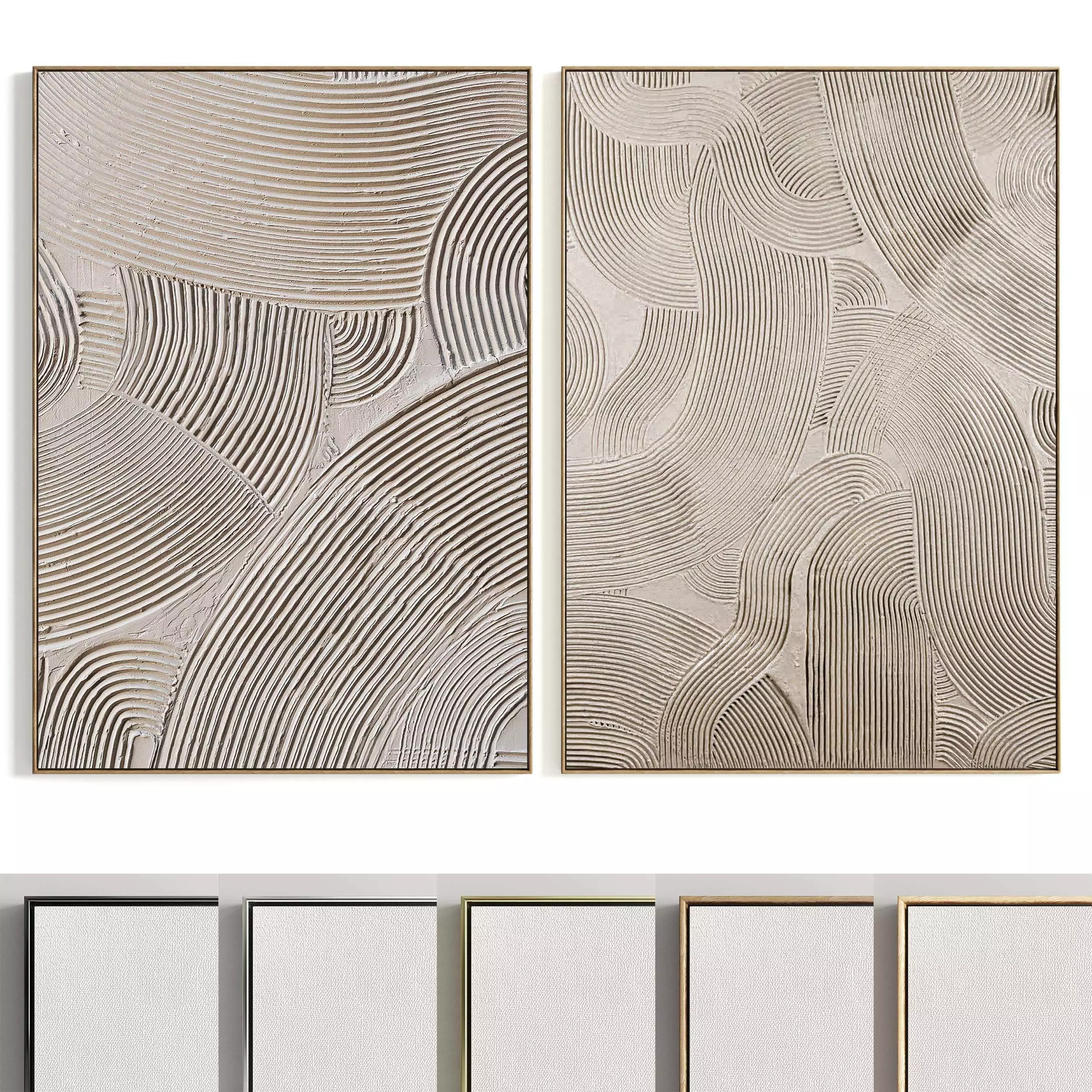 Plaster Two Photo Frame 345 Low-poly 3D model_0