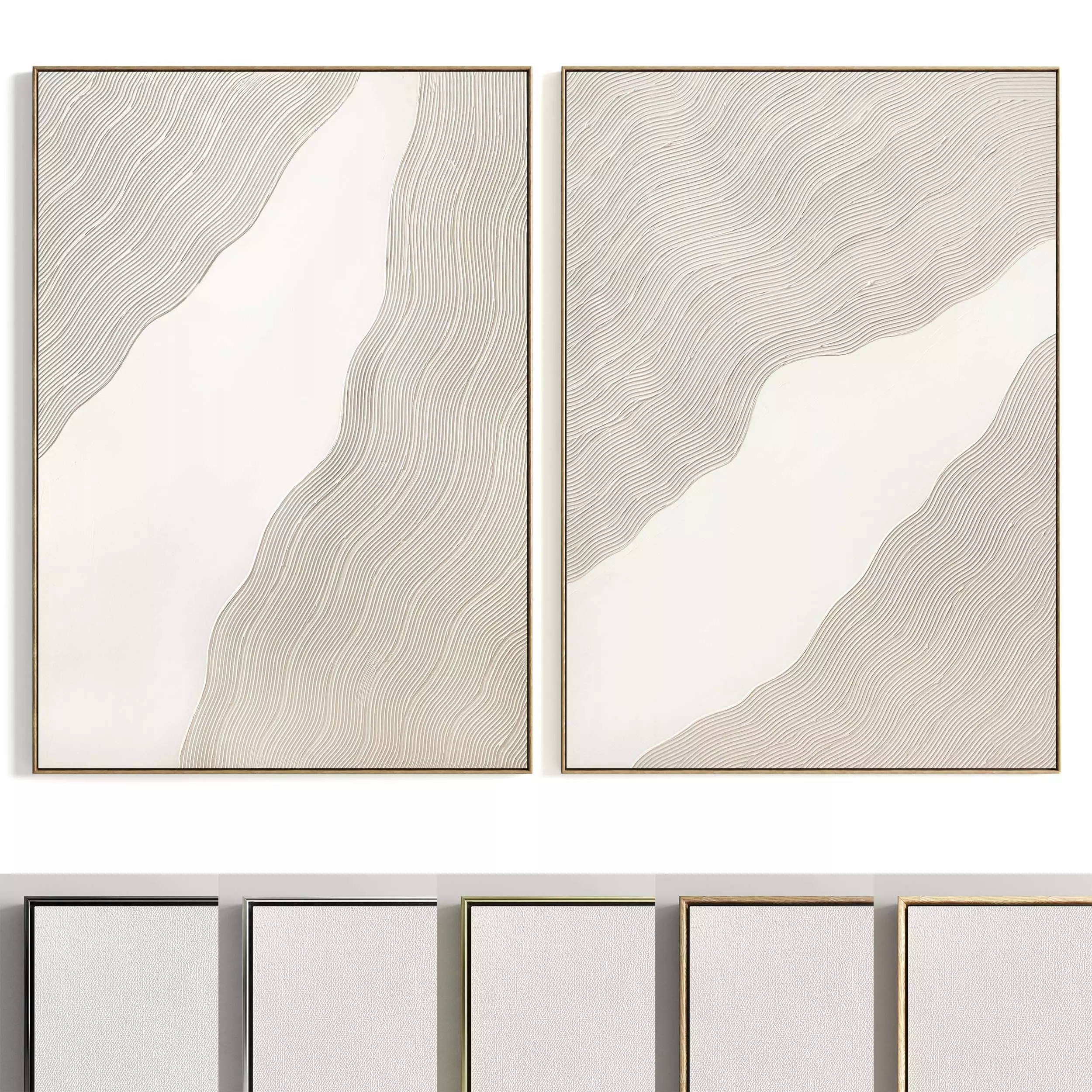 Plaster Two Photo Frame 346 Low-poly 3D model_0