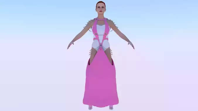 Woman in a Dress 060 Low-poly 3D model