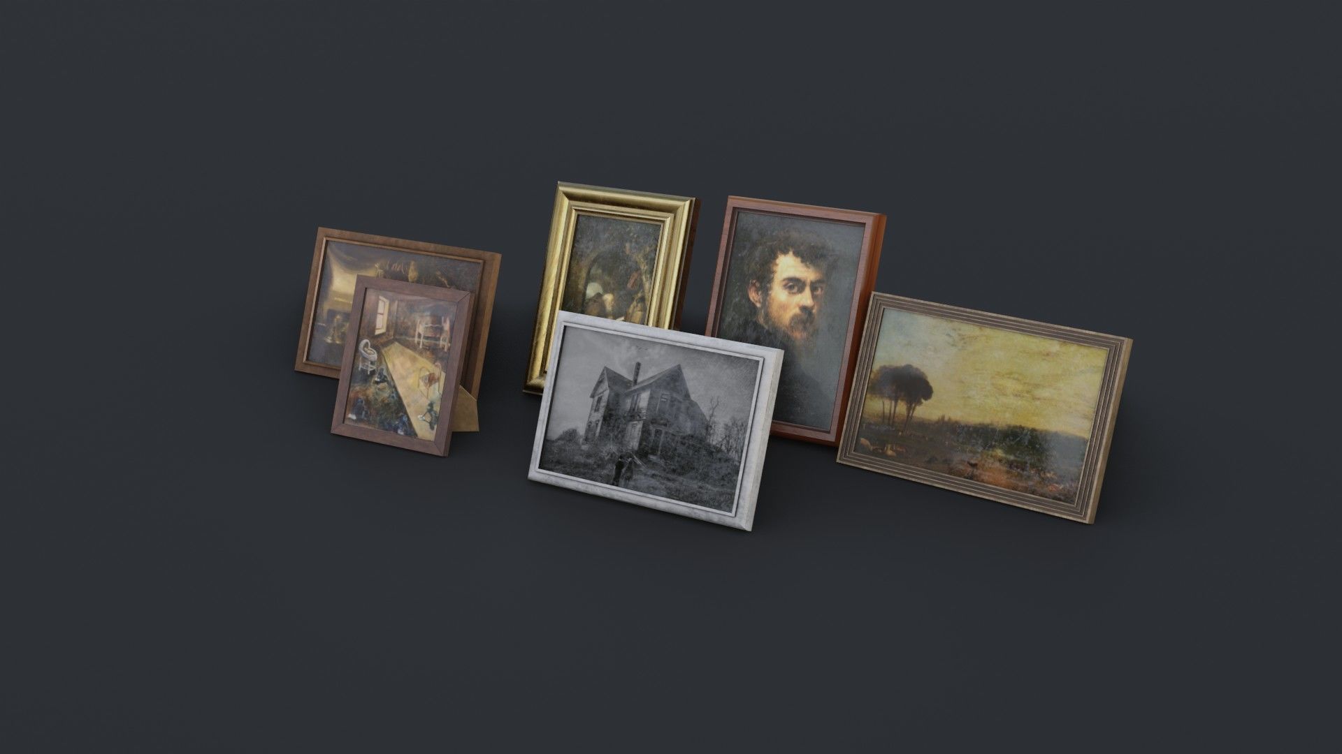 Old Picture Frames Low-poly 3D model_11