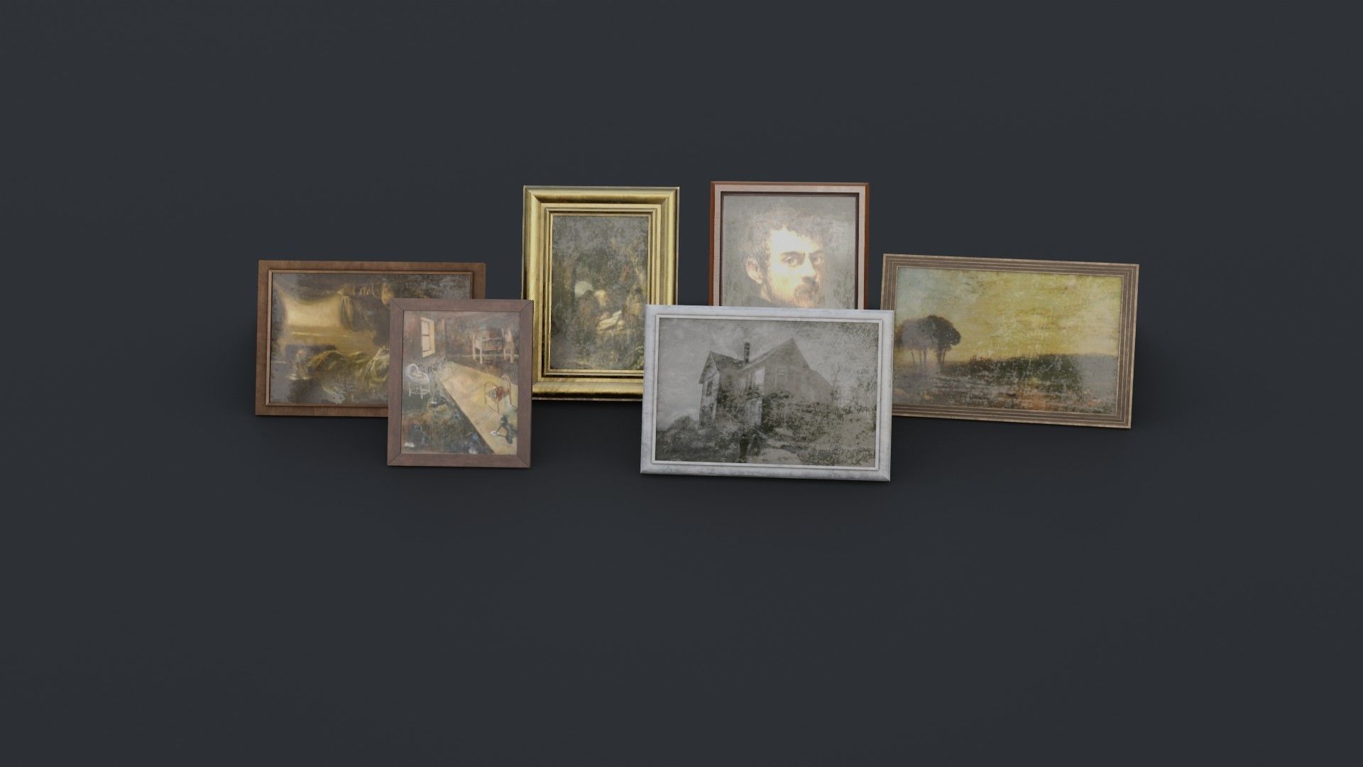 Old Picture Frames Low-poly 3D model_10