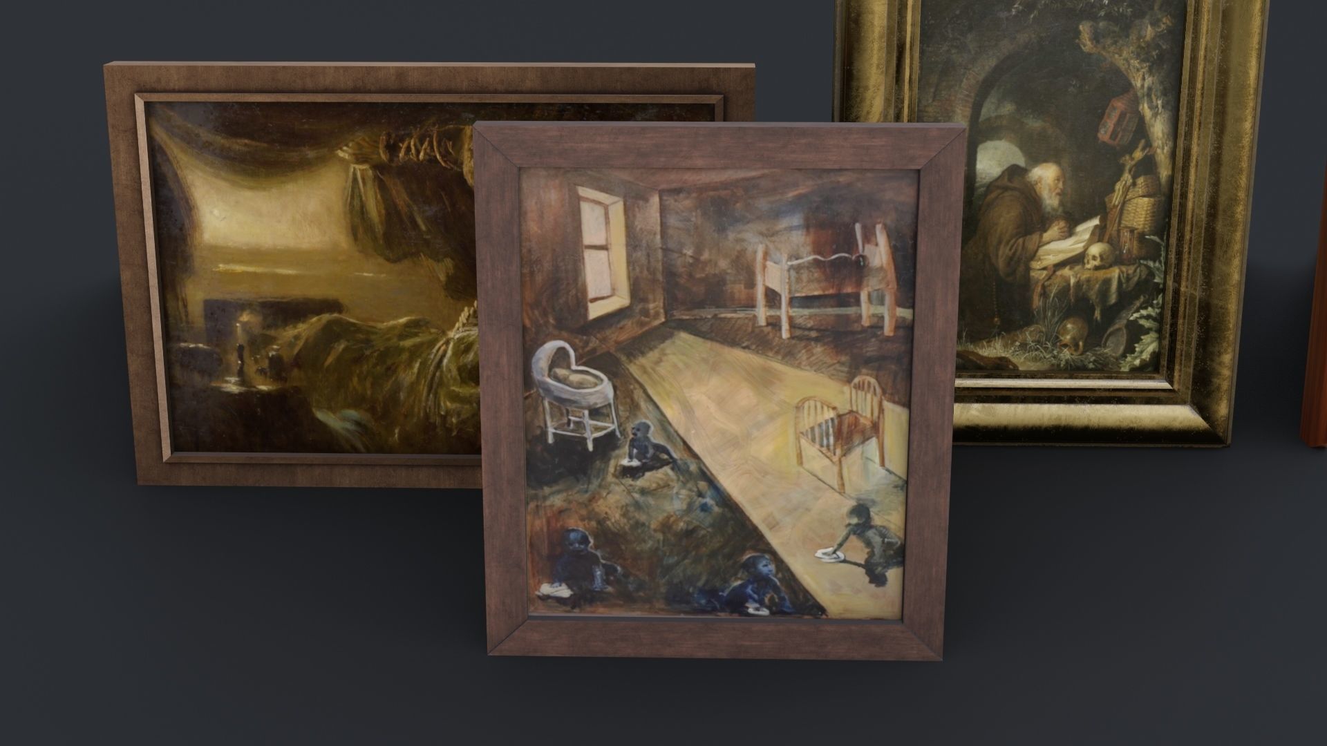 Old Picture Frames Low-poly 3D model_8