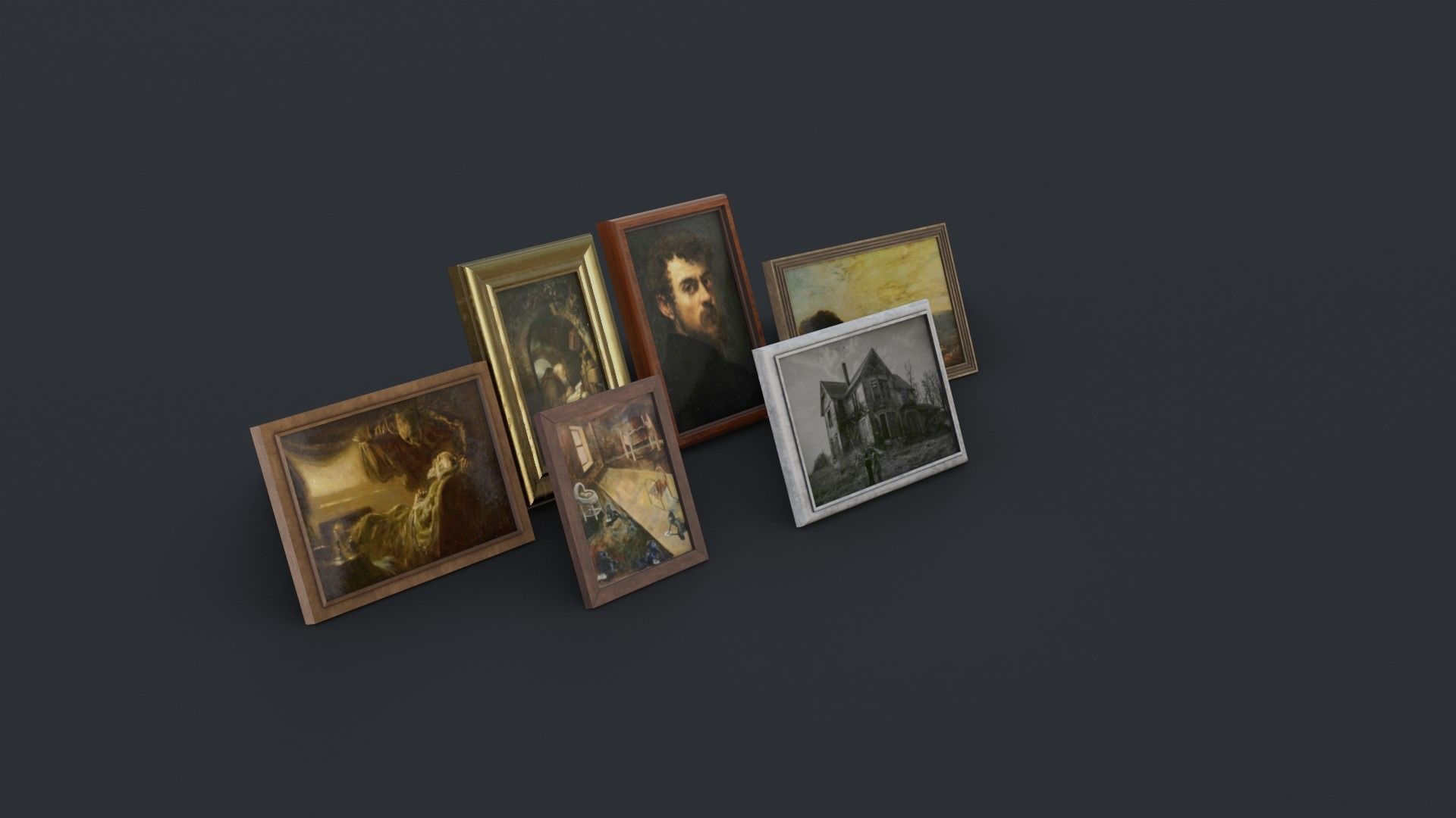 Old Picture Frames Low-poly 3D model_13