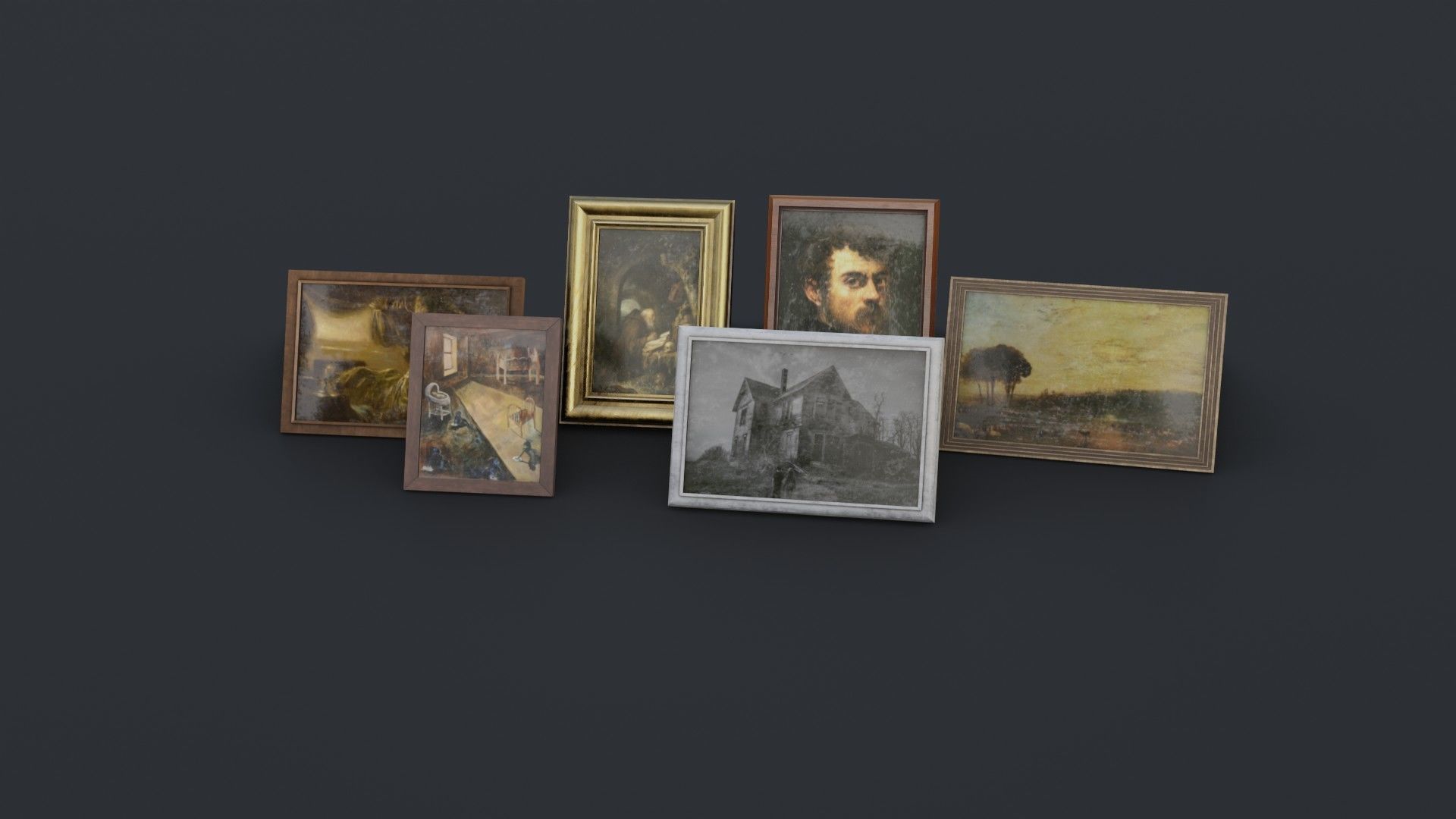 Old Picture Frames Low-poly 3D model_12