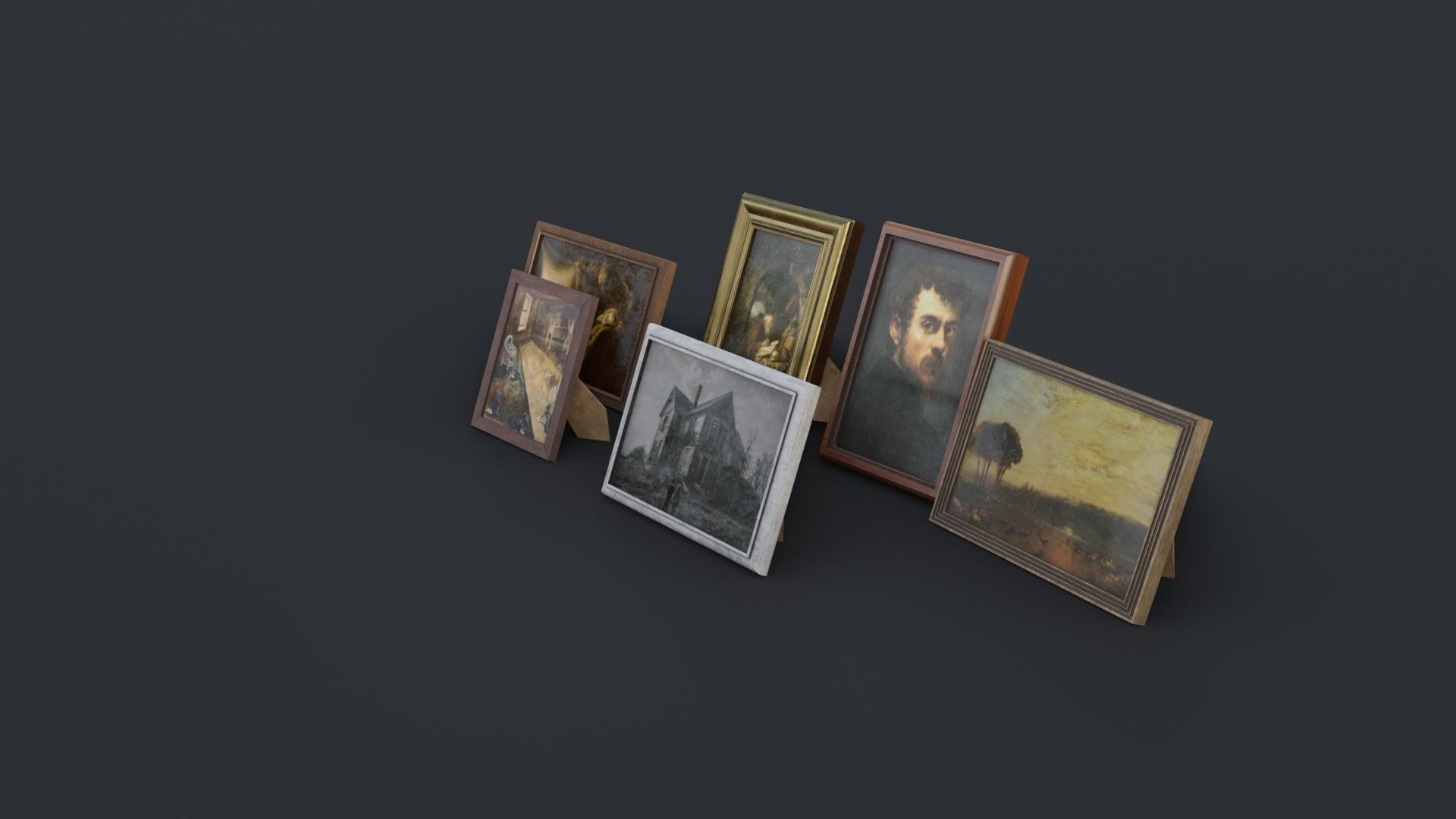 Old Picture Frames Low-poly 3D model_9
