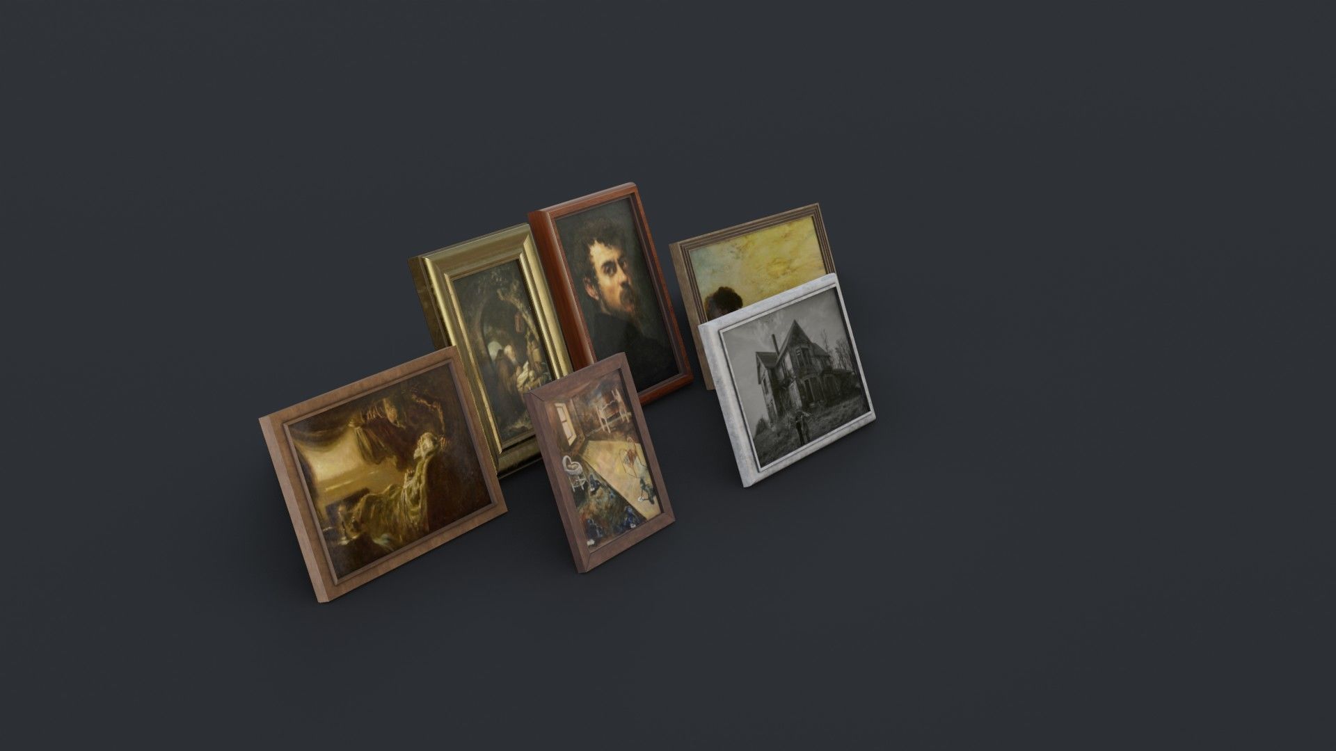 Old Picture Frames Low-poly 3D model_15