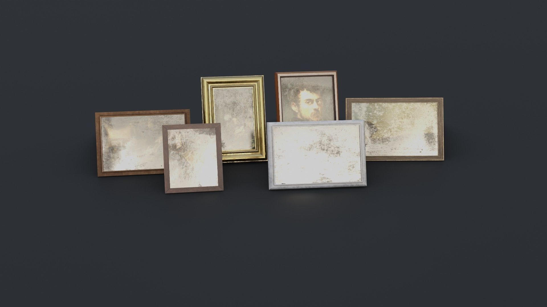 Old Picture Frames Low-poly 3D model_16
