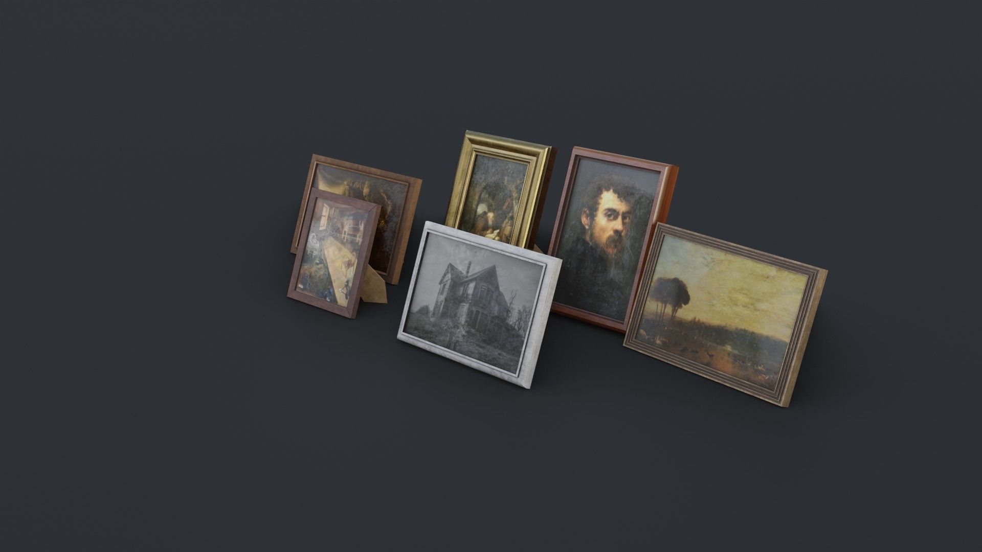 Old Picture Frames Low-poly 3D model_17