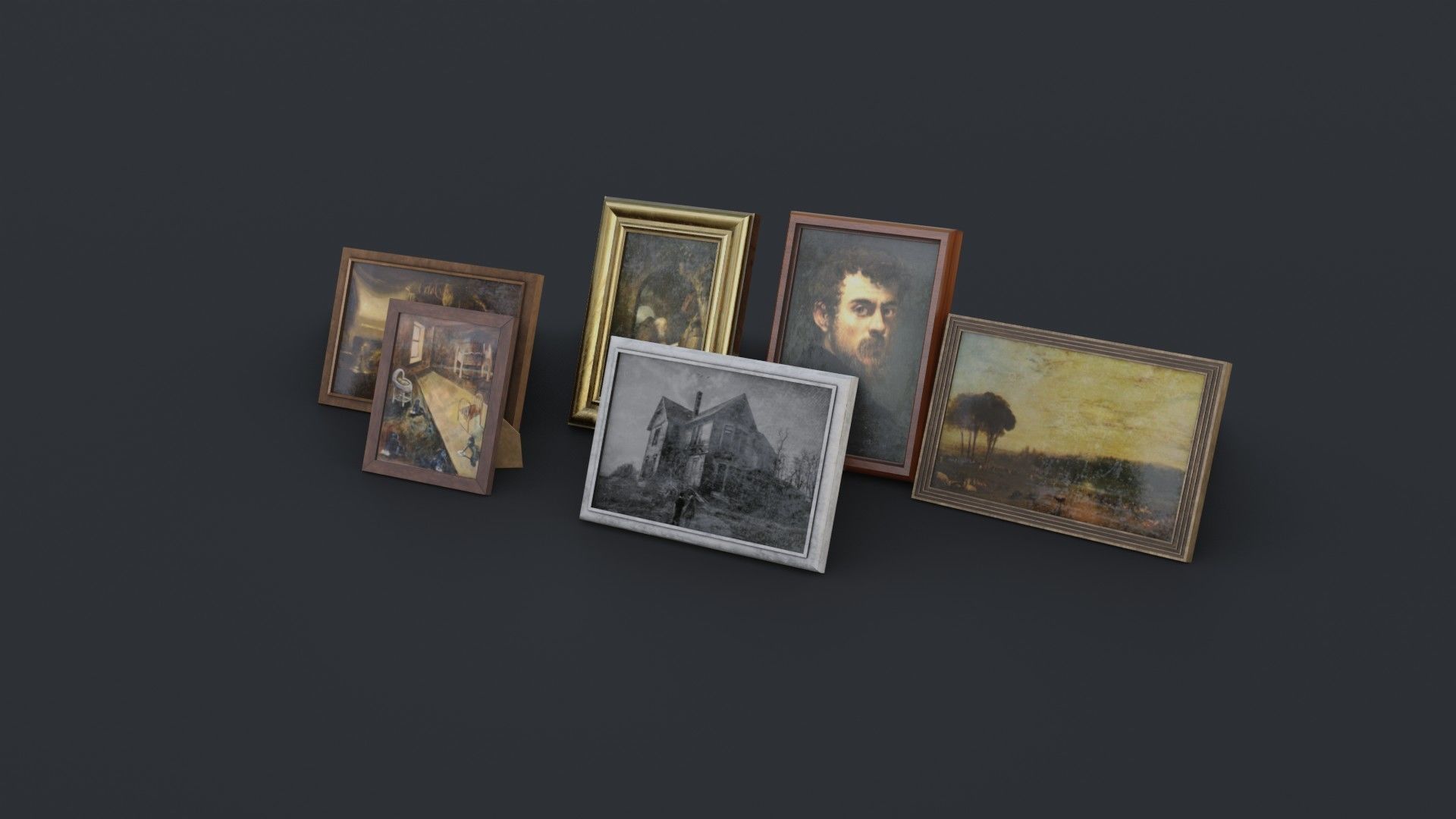 Old Picture Frames Low-poly 3D model_14