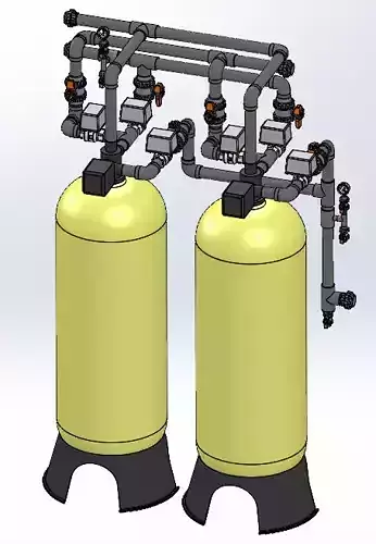 Multi-Media Filter Assembly D24XH72 FRP Tanks 3D model