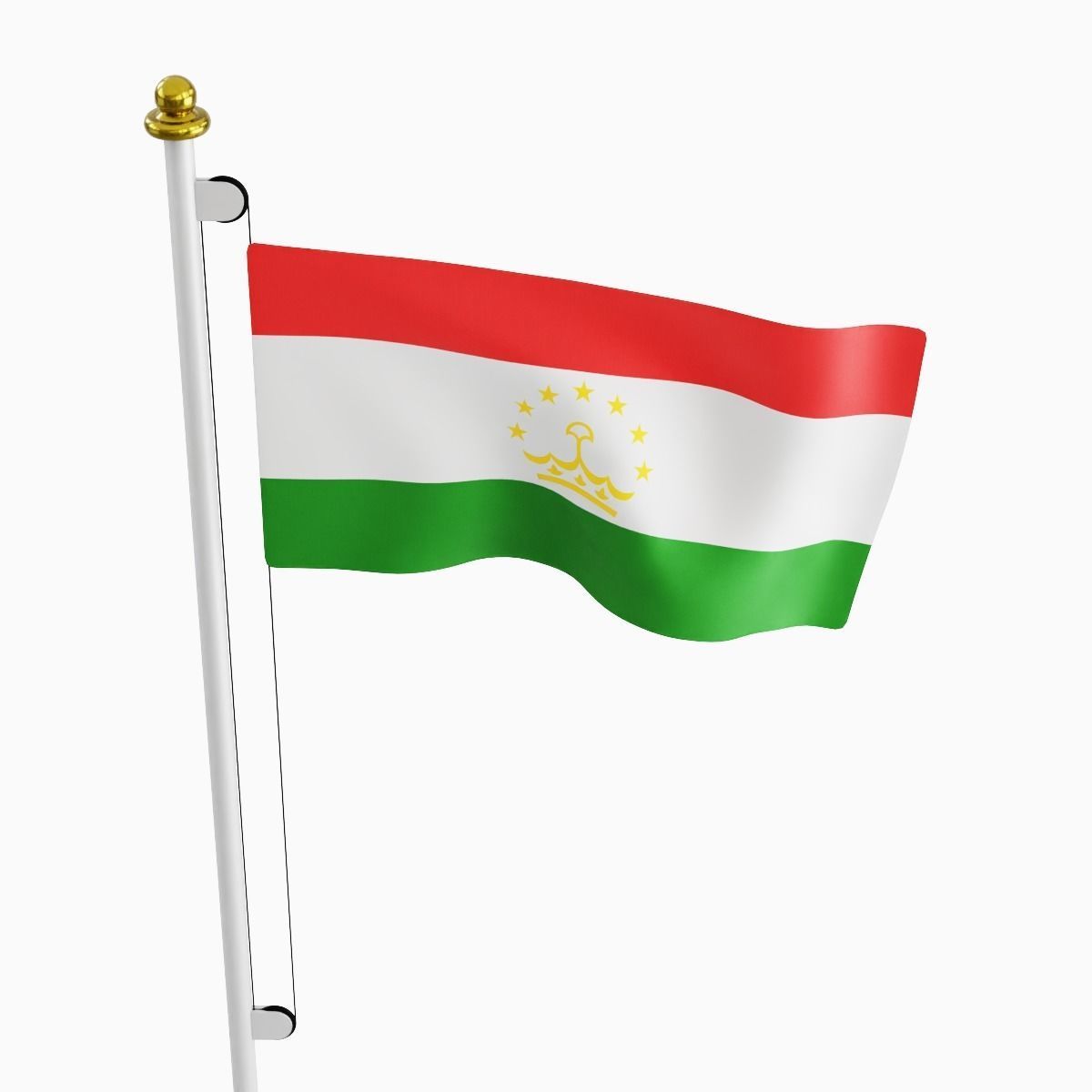Flag of the Tadjikistan Low-poly 3D model_4