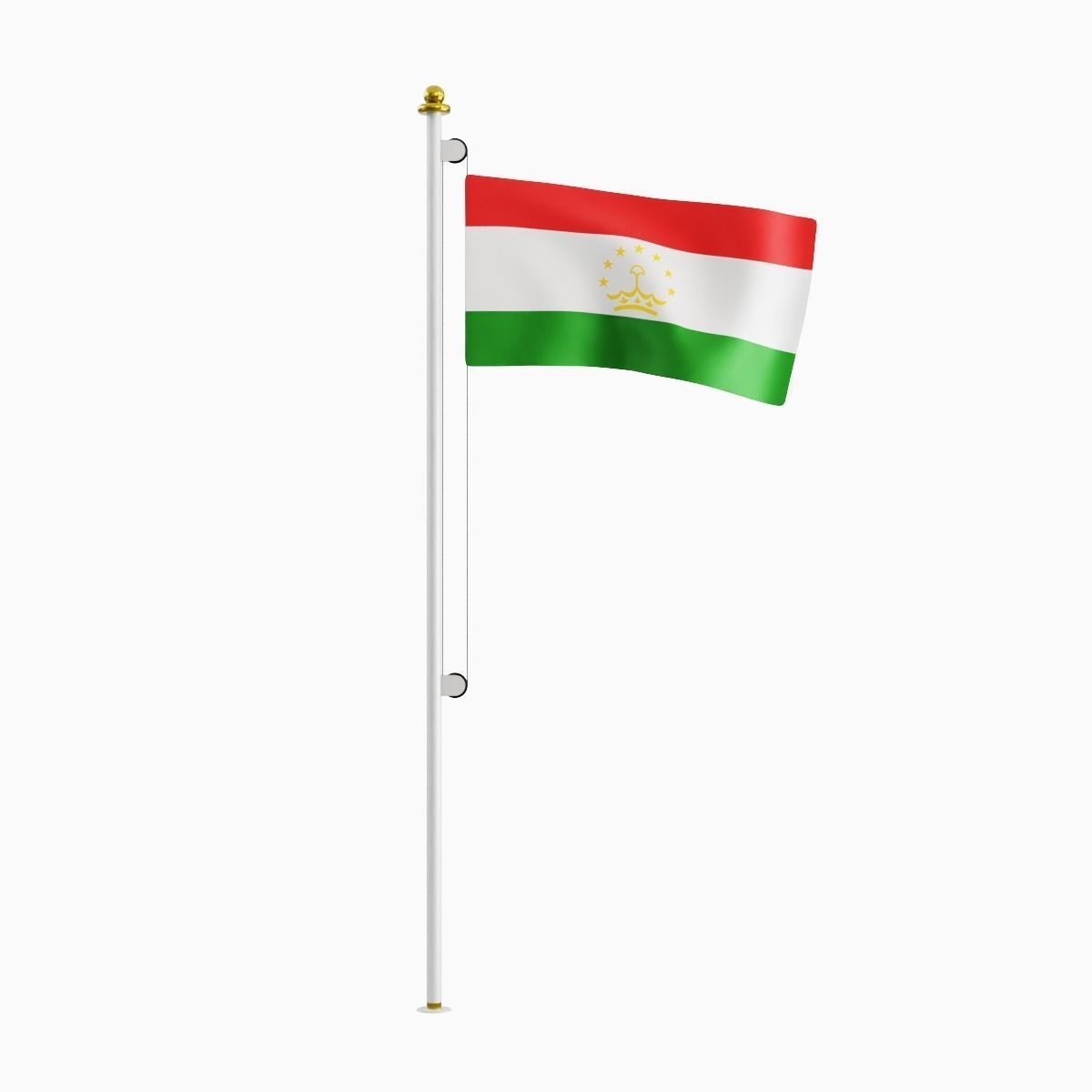 Flag of the Tadjikistan Low-poly 3D model_3
