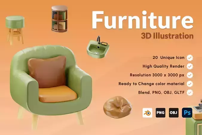 Furniture 3D Illustration