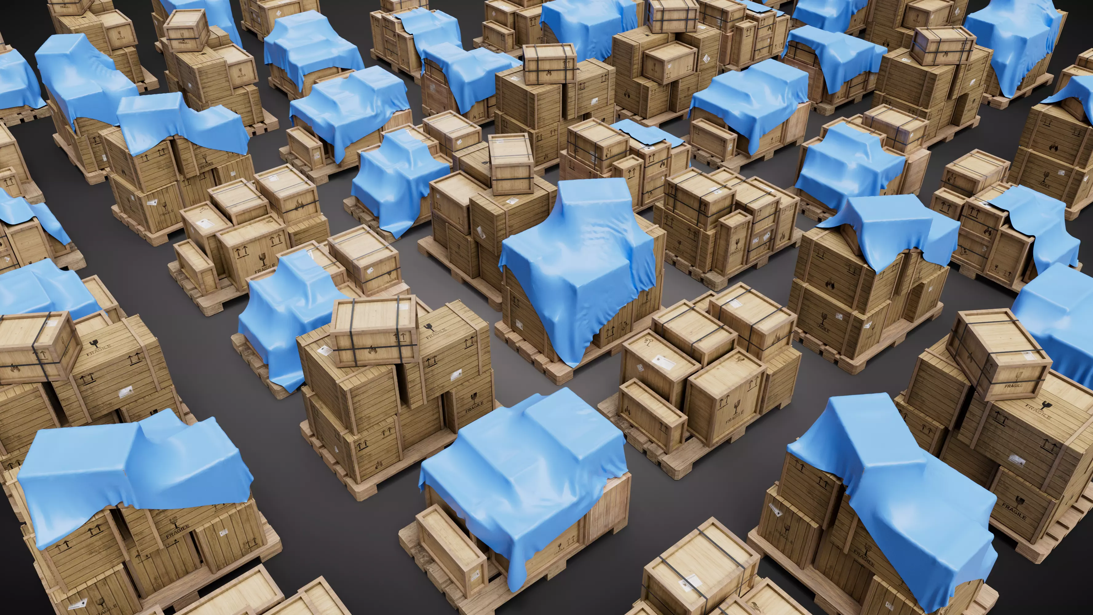 Wood Boxes pack Low-poly 3D model_0