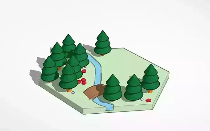 Forest tile 88mm 3D print model