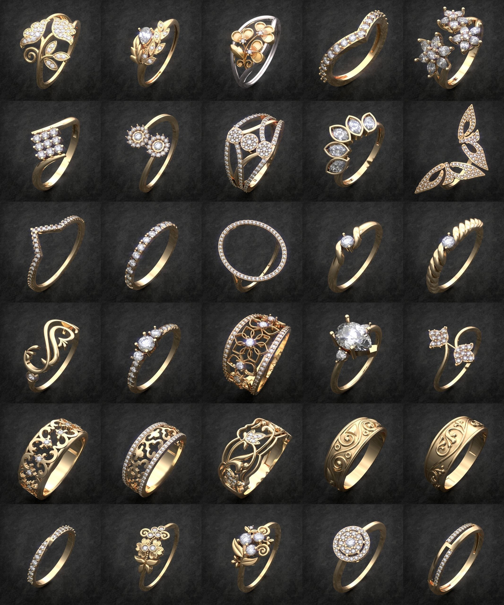 Finger Rings collection printable 3D print model_2