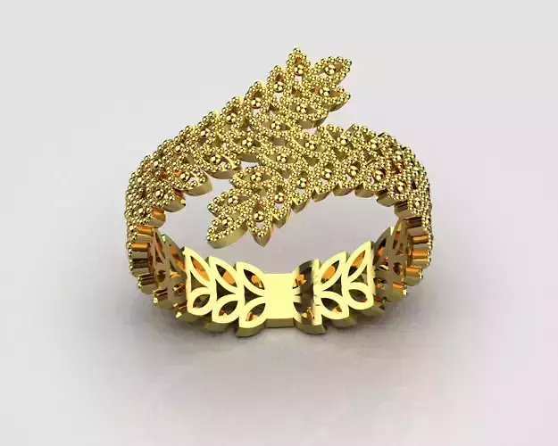 fashion leaf ring 3D print model