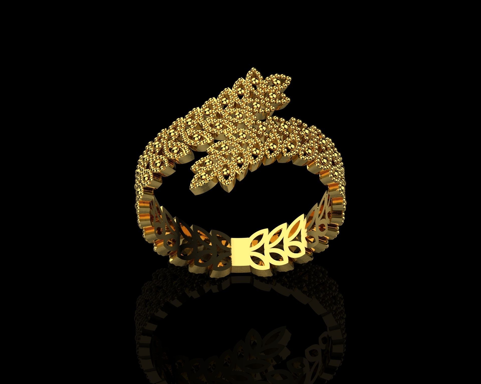 fashion leaf ring 3D print model_15