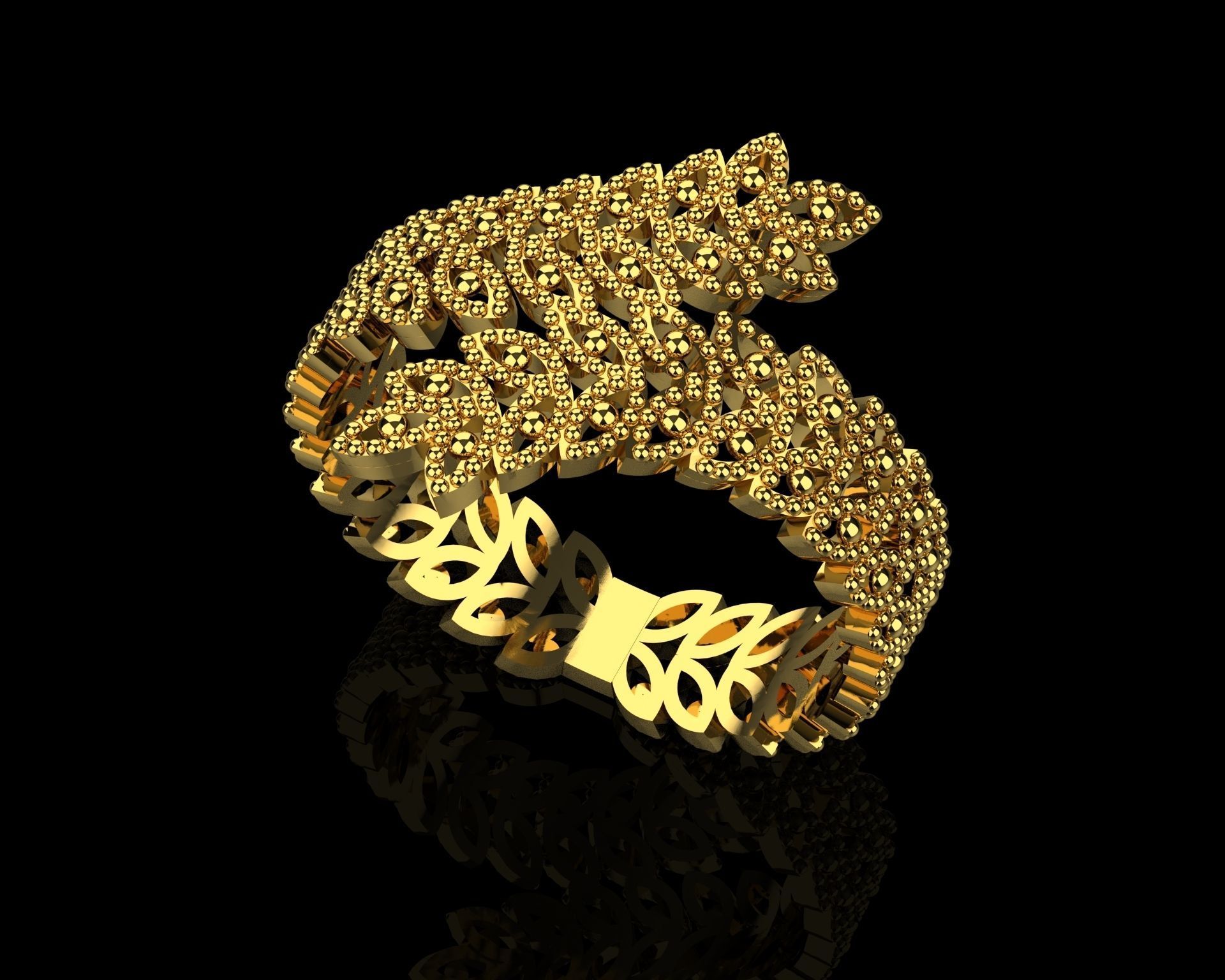 fashion leaf ring 3D print model_5