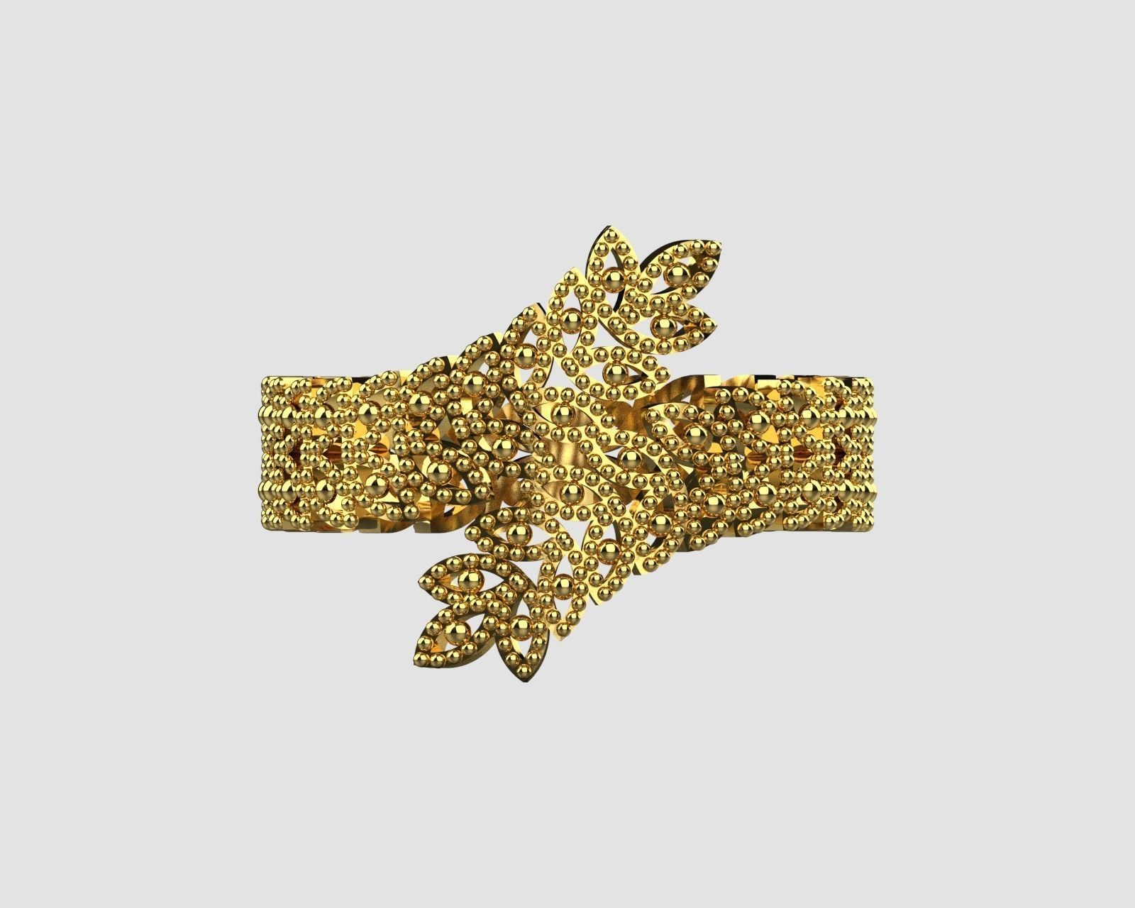 fashion leaf ring 3D print model_12