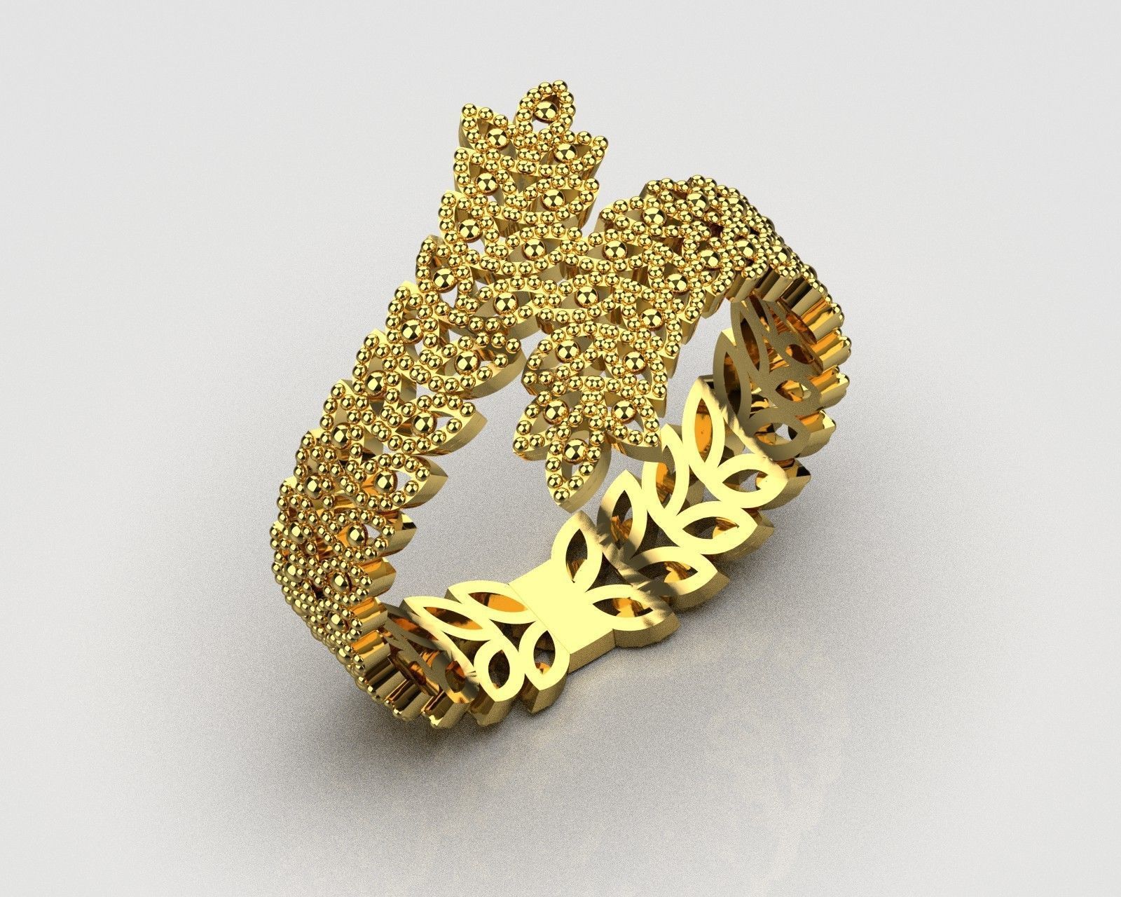 fashion leaf ring 3D print model_2