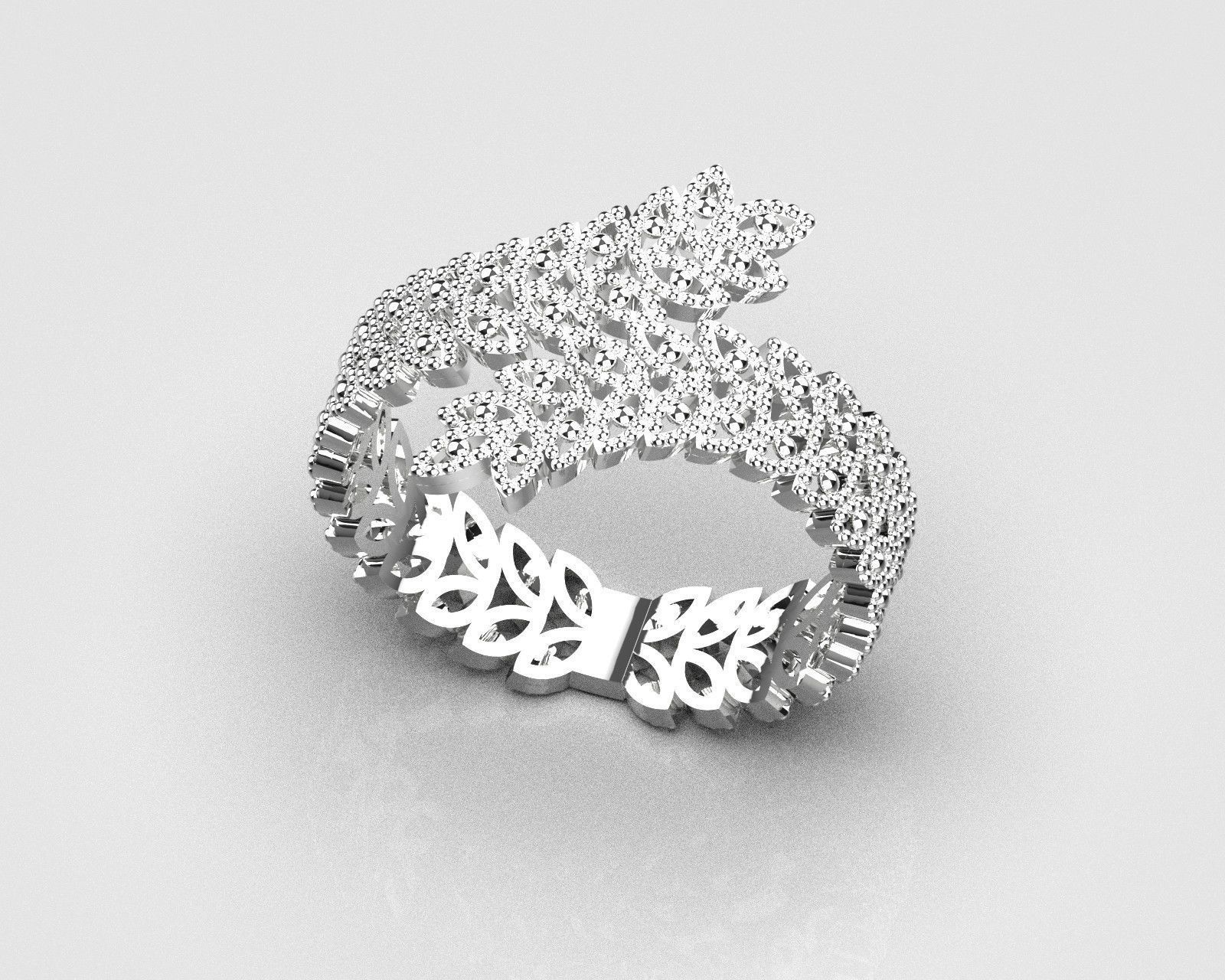fashion leaf ring 3D print model_4
