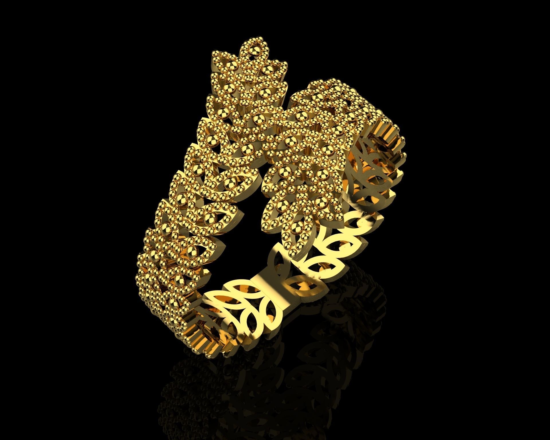 fashion leaf ring 3D print model_6