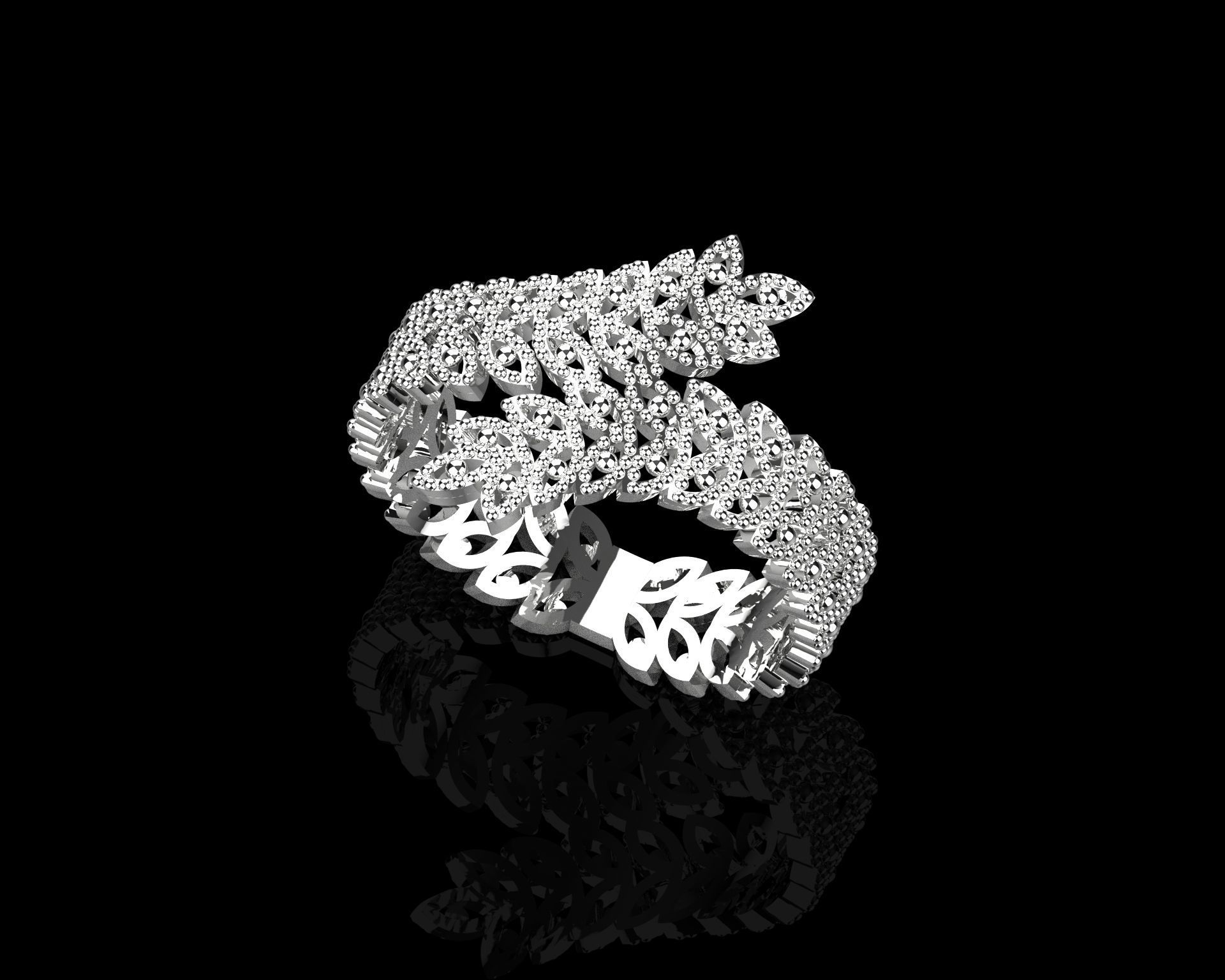 fashion leaf ring 3D print model_8