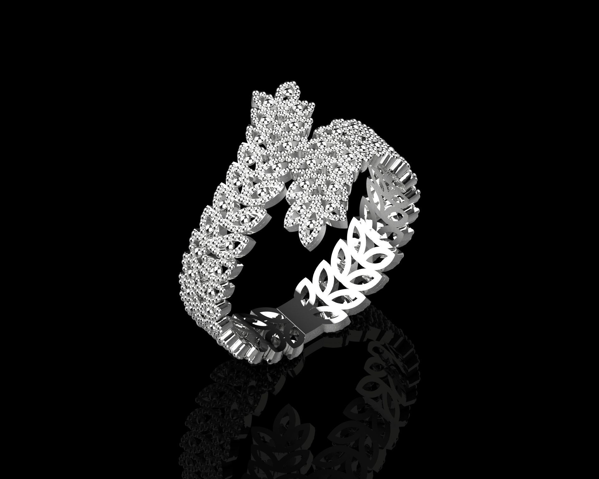 fashion leaf ring 3D print model_7