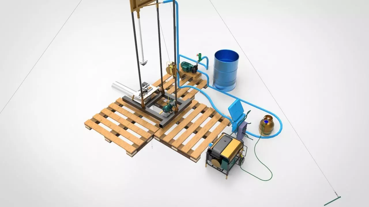 Traditional Well Drilling Machine 3D model_0