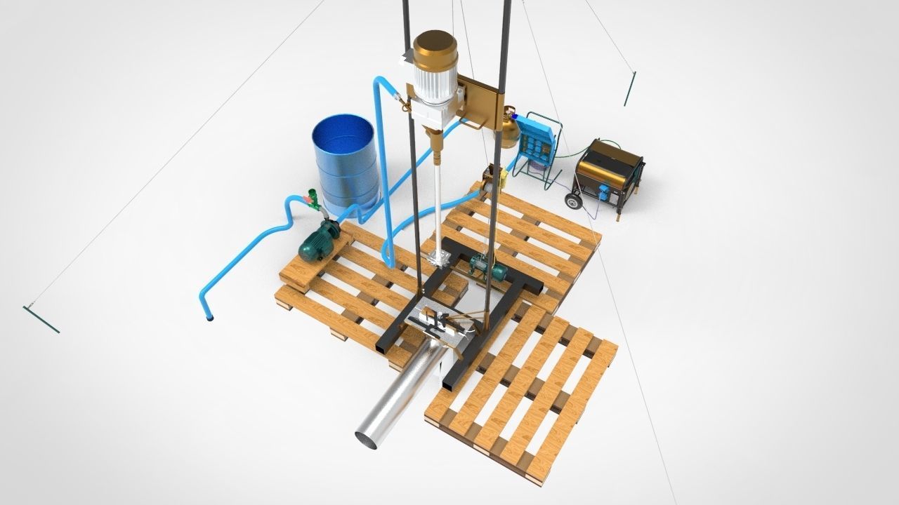 Traditional Well Drilling Machine 3D model_3