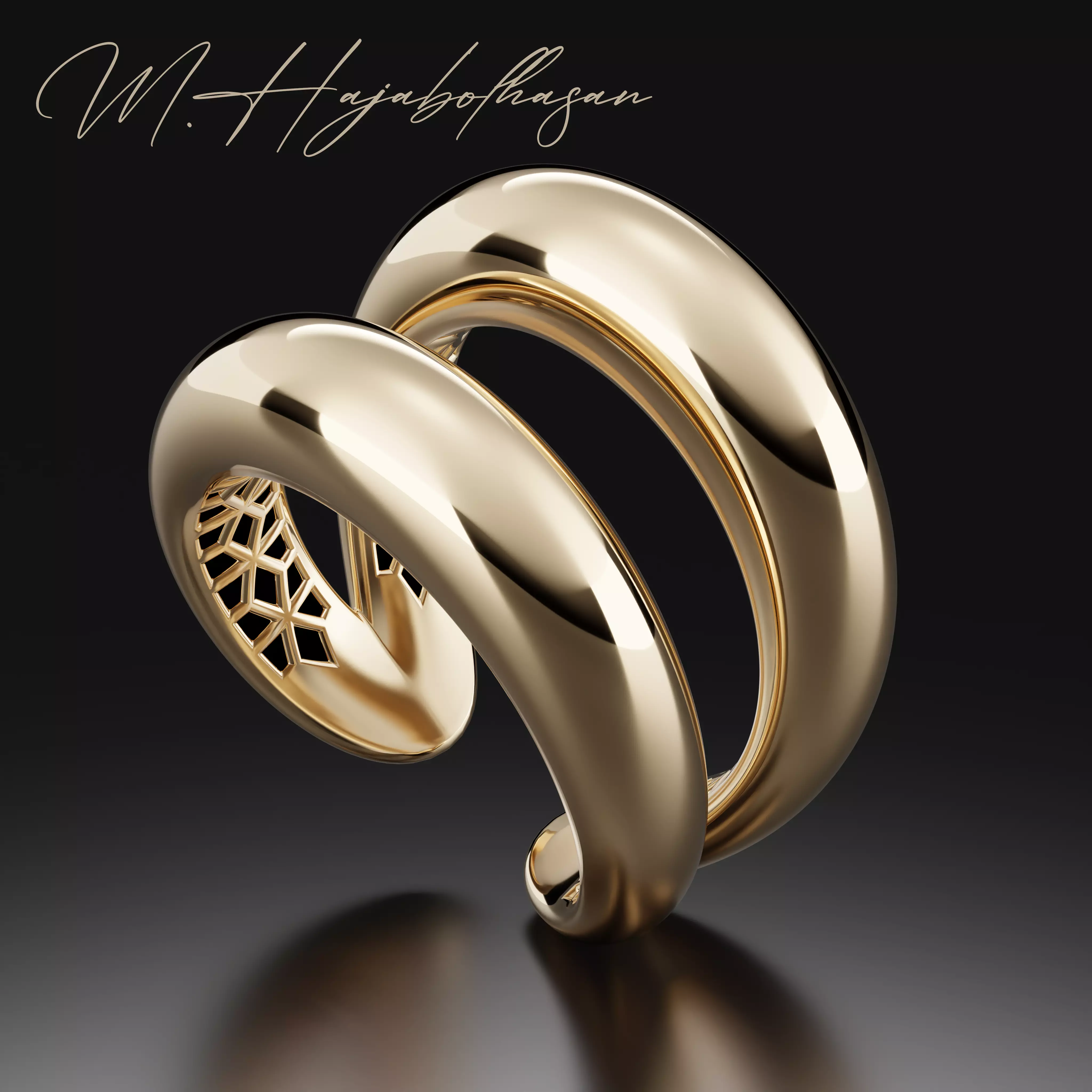 Loop gold ring 3D print model_0
