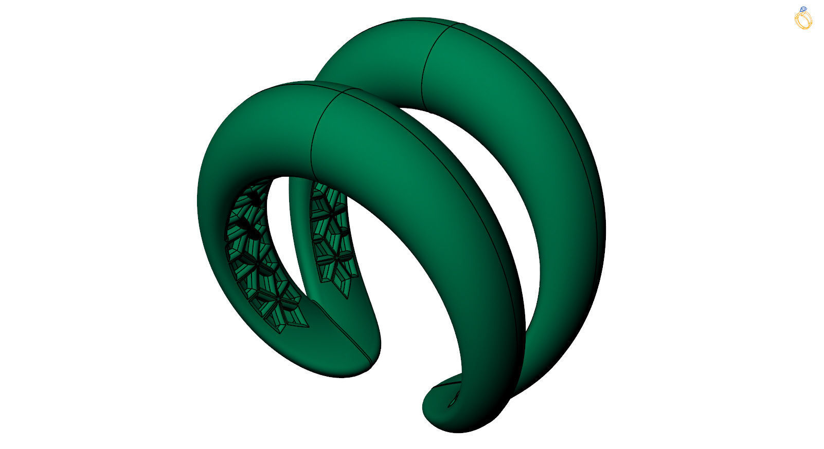 Loop gold ring 3D print model_4